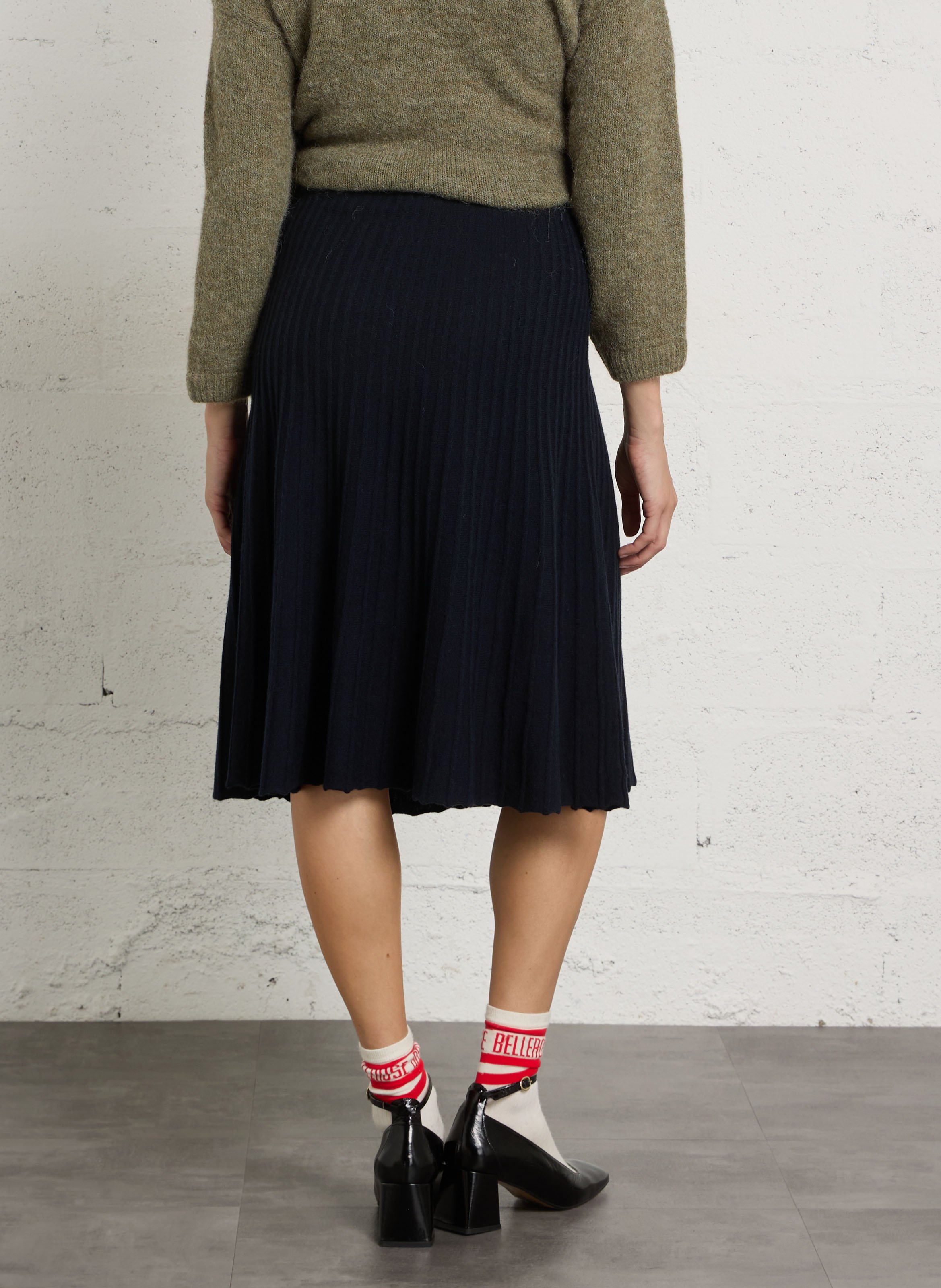 Jupe midi évasée en laine MAISON 123 Bleu