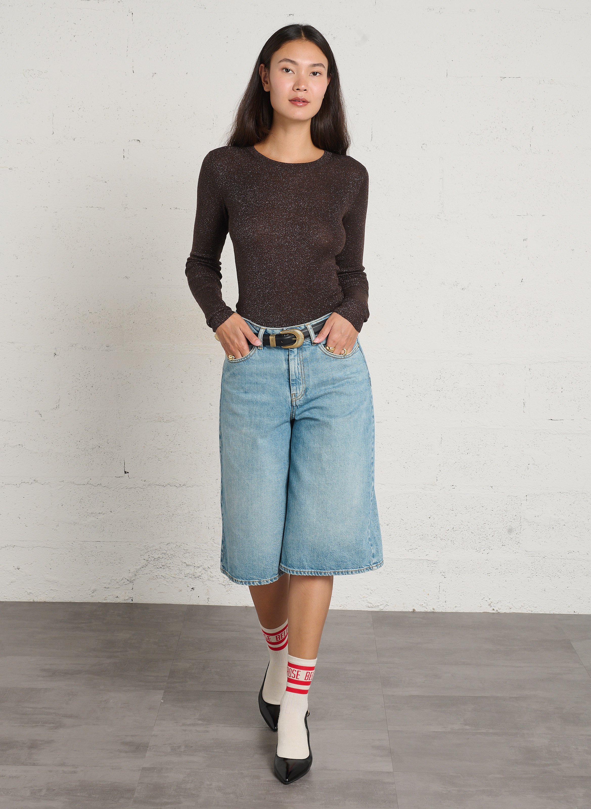 Bermuda denim en coton DES PETITS HAUTS Bleu