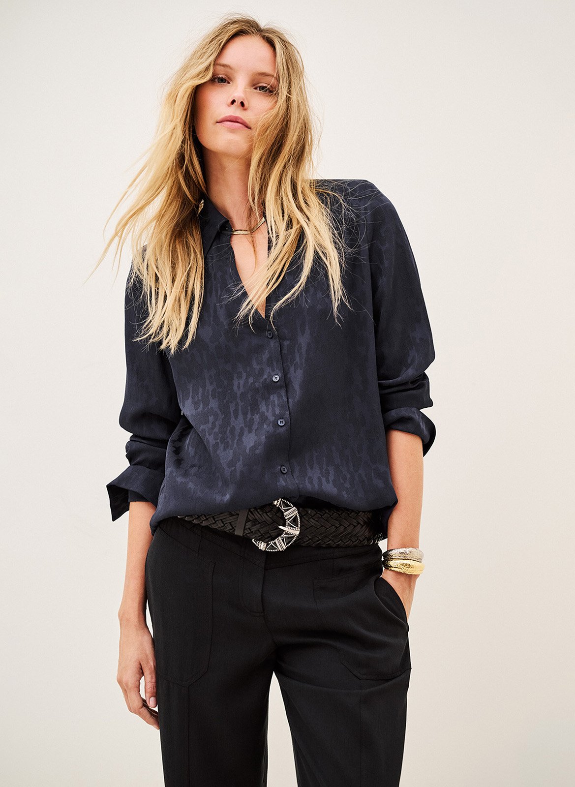 Camisa recta estampada con cuello clásico BA&SH Azul