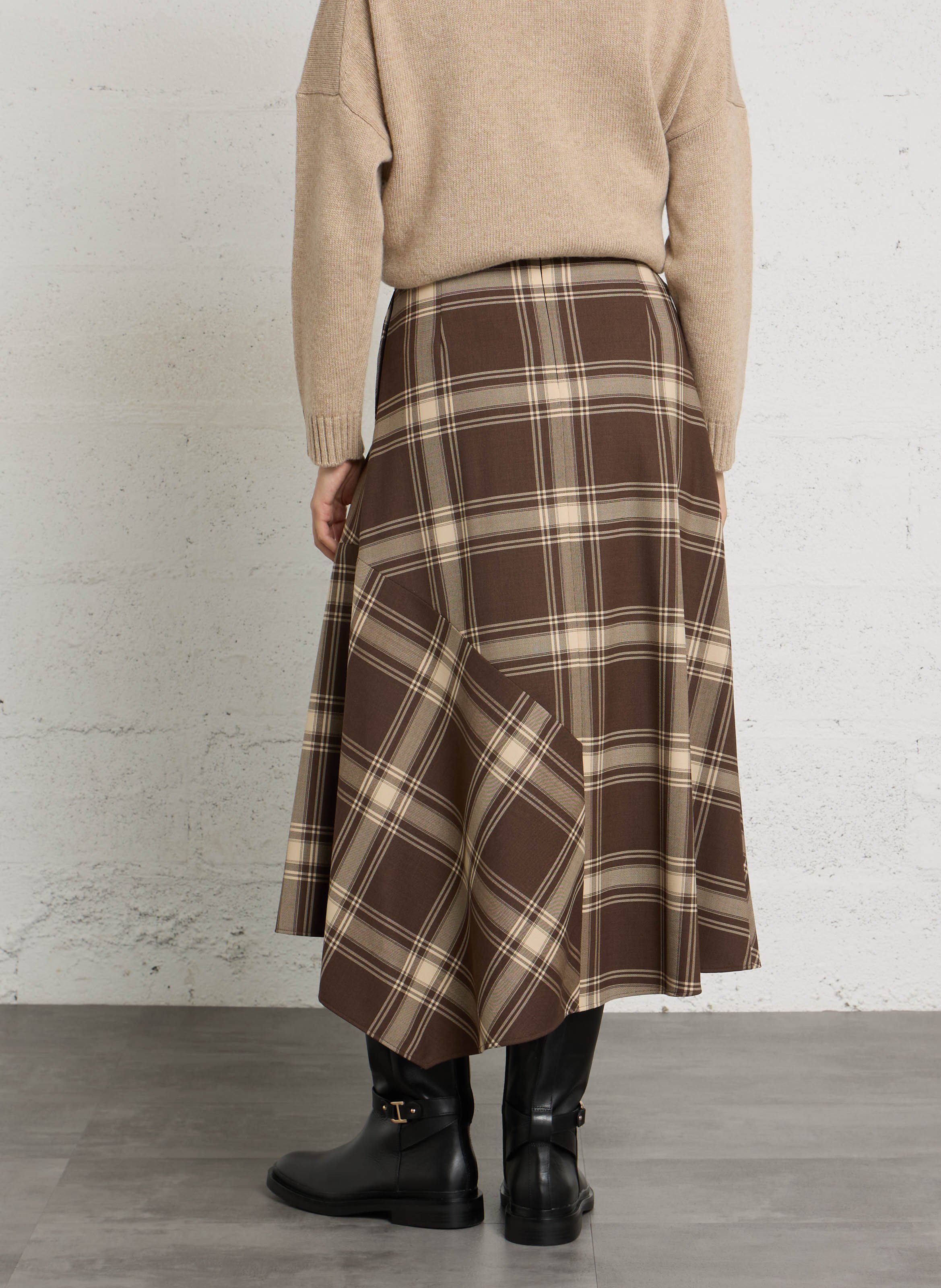 Halflange gerende rok van wolmix MAX MARA WEEK END Bruin