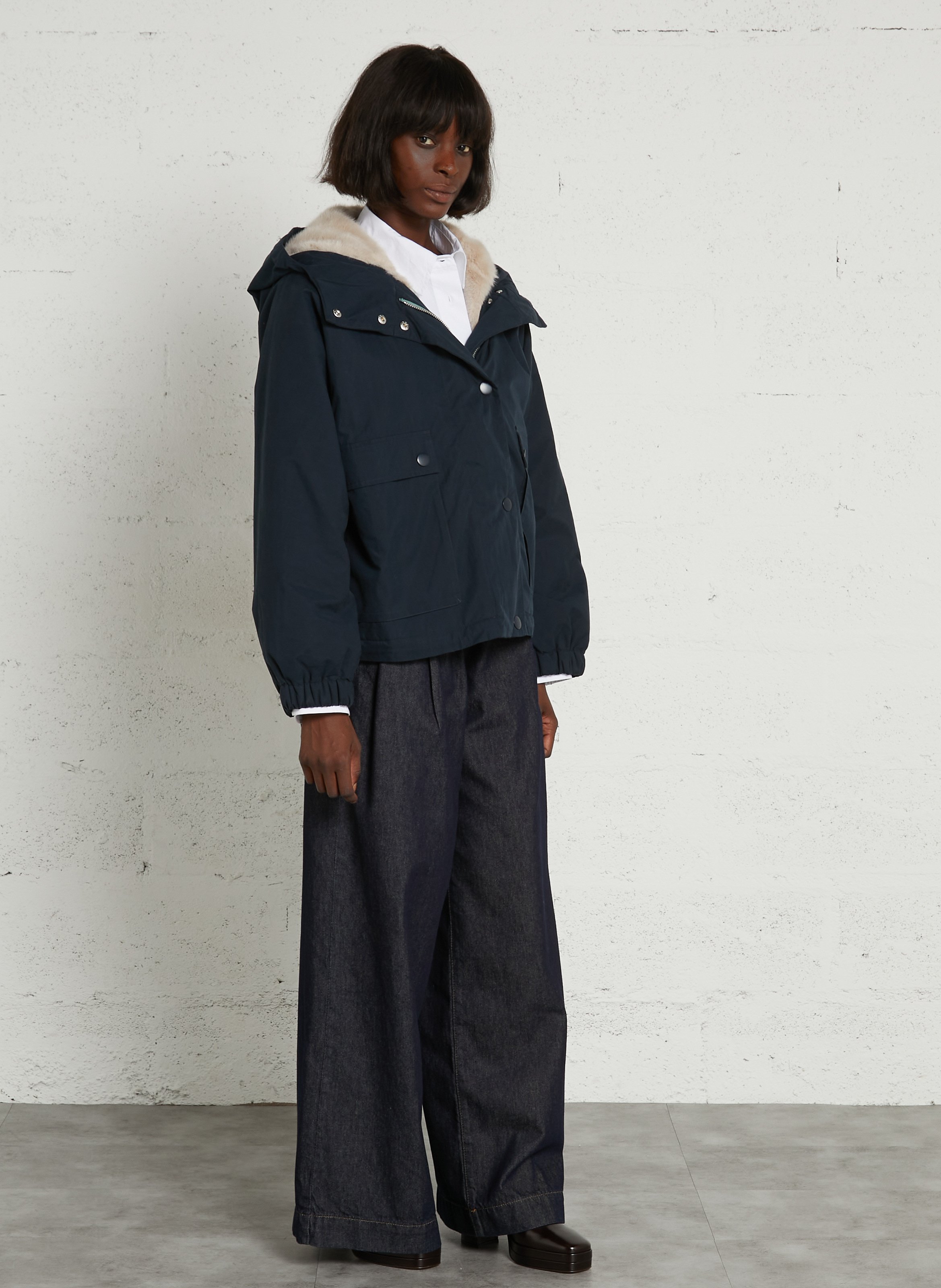 Round-neck cotton-blend jacket BELLEROSE Blue