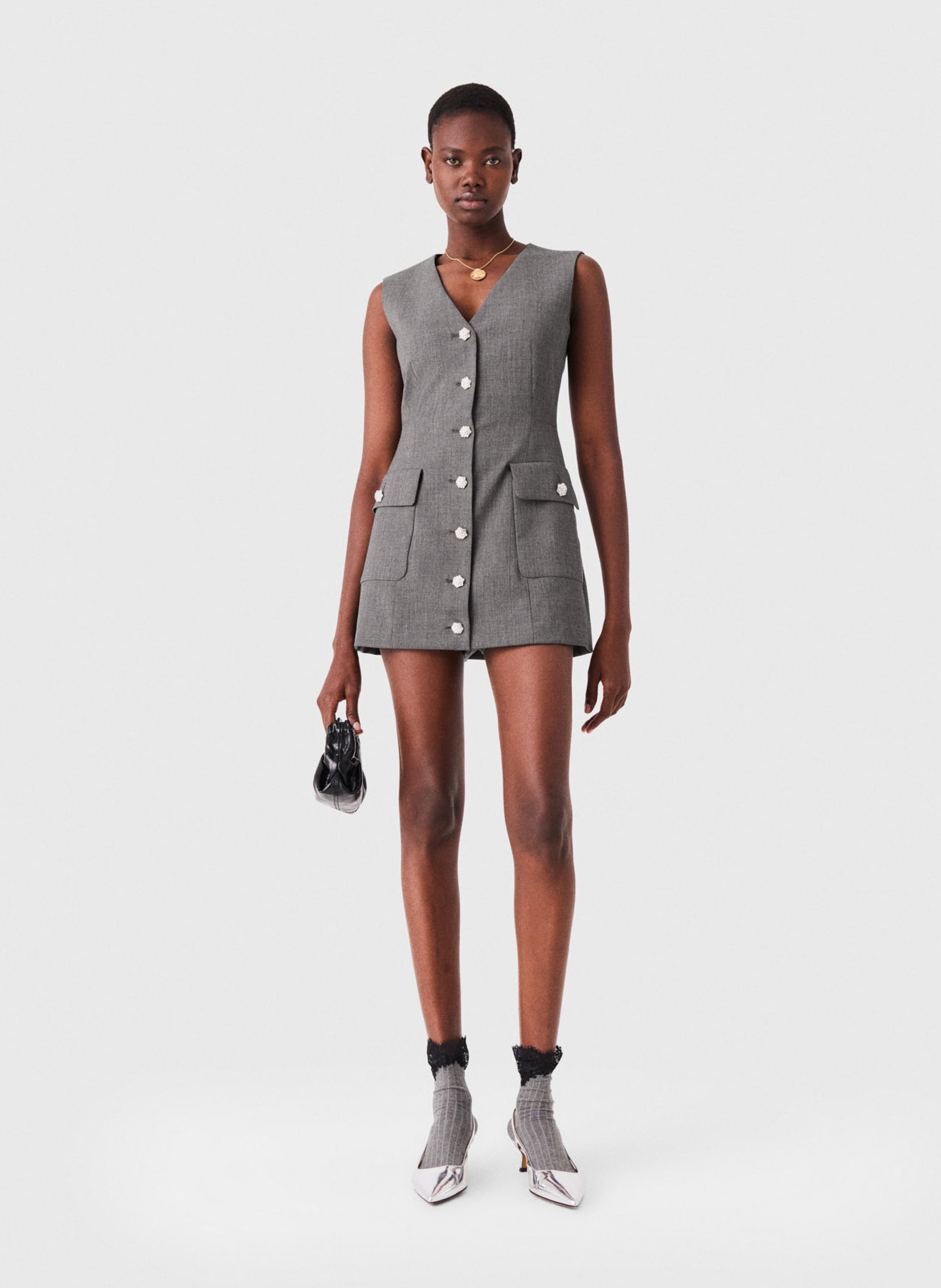 Sleeveless V-neck vest MAJE Grey
