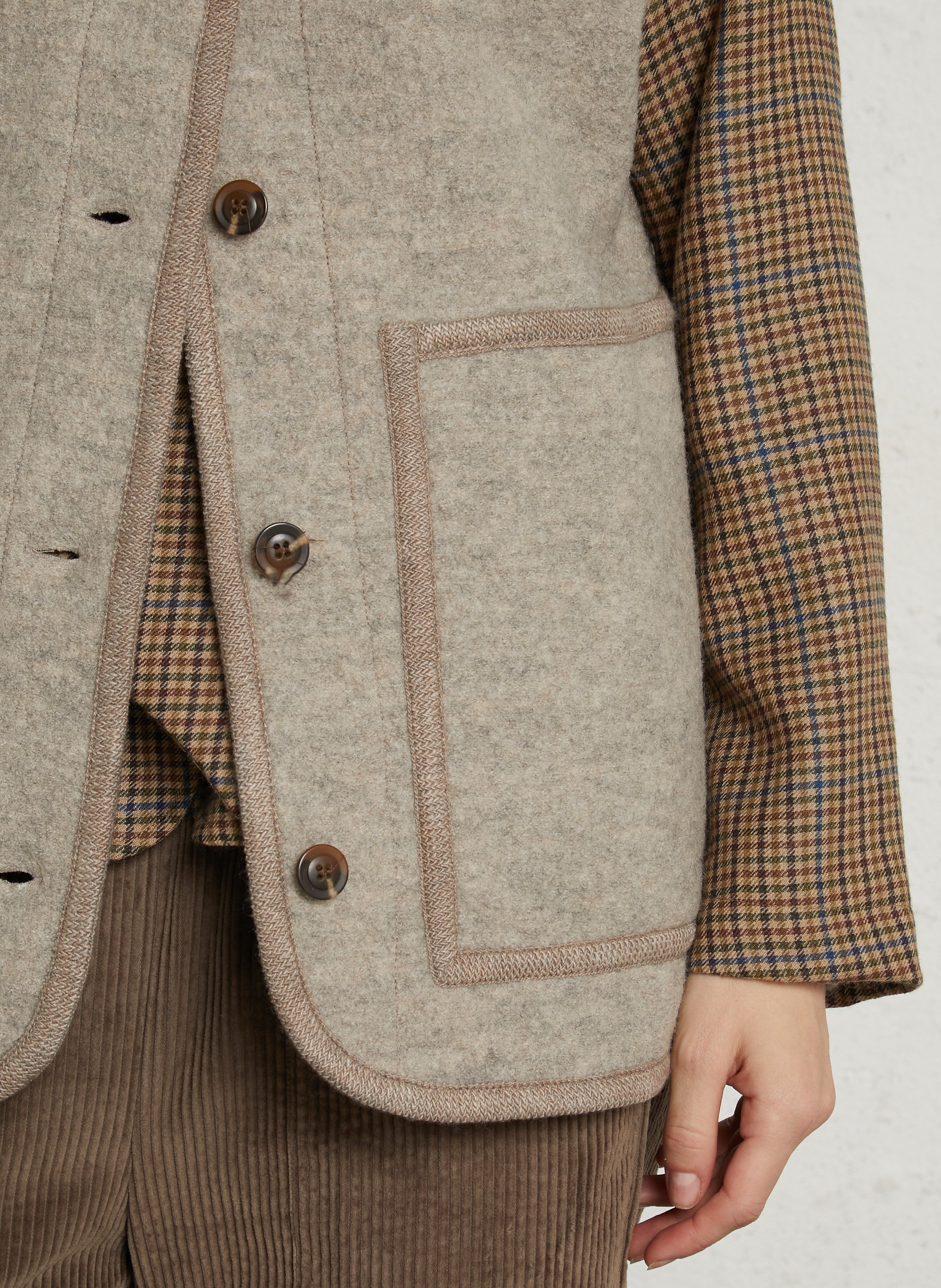 Round neck wool jacket SOEUR Beige