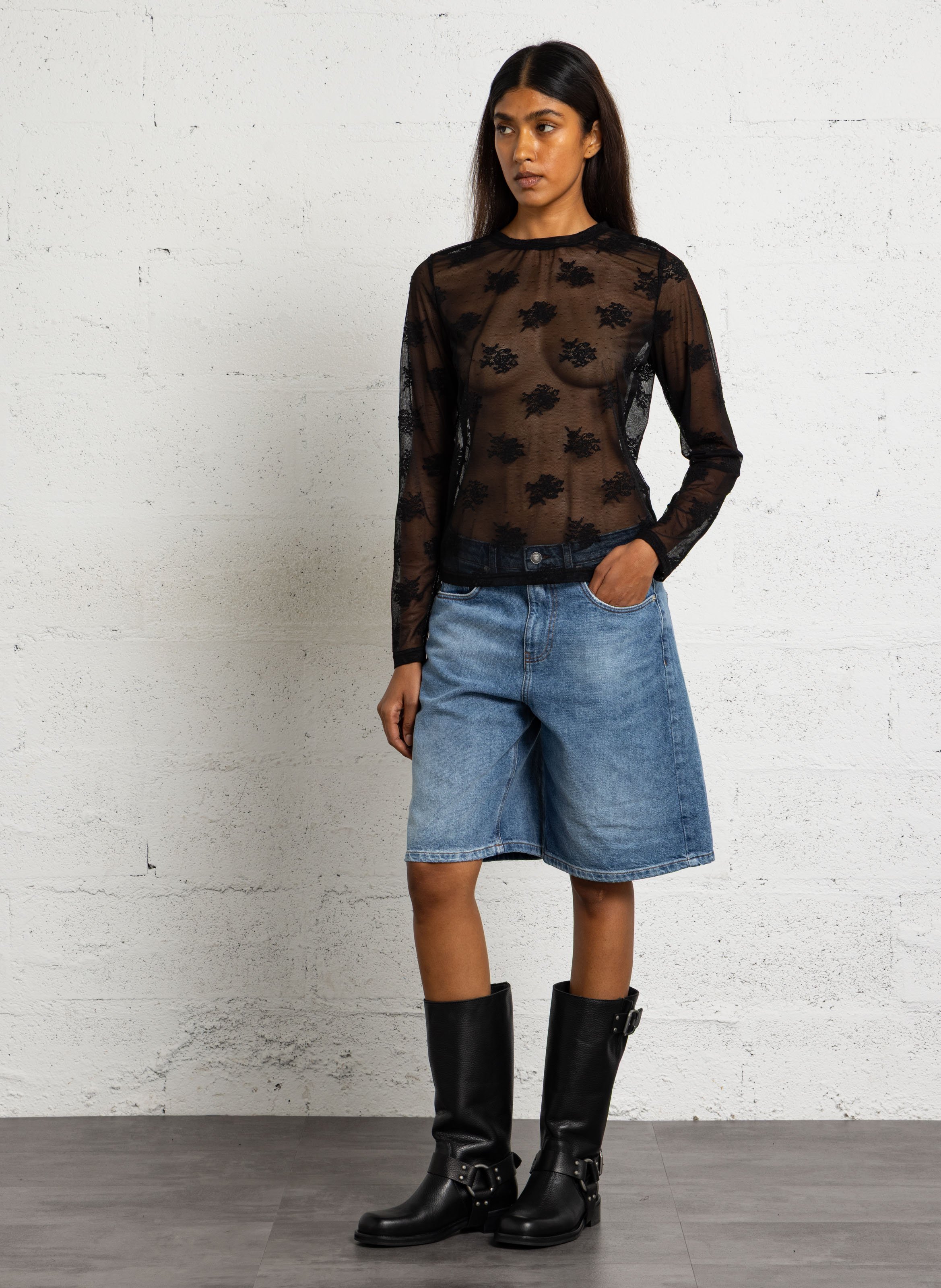 Round-neck lace top JC SOPHIE Black