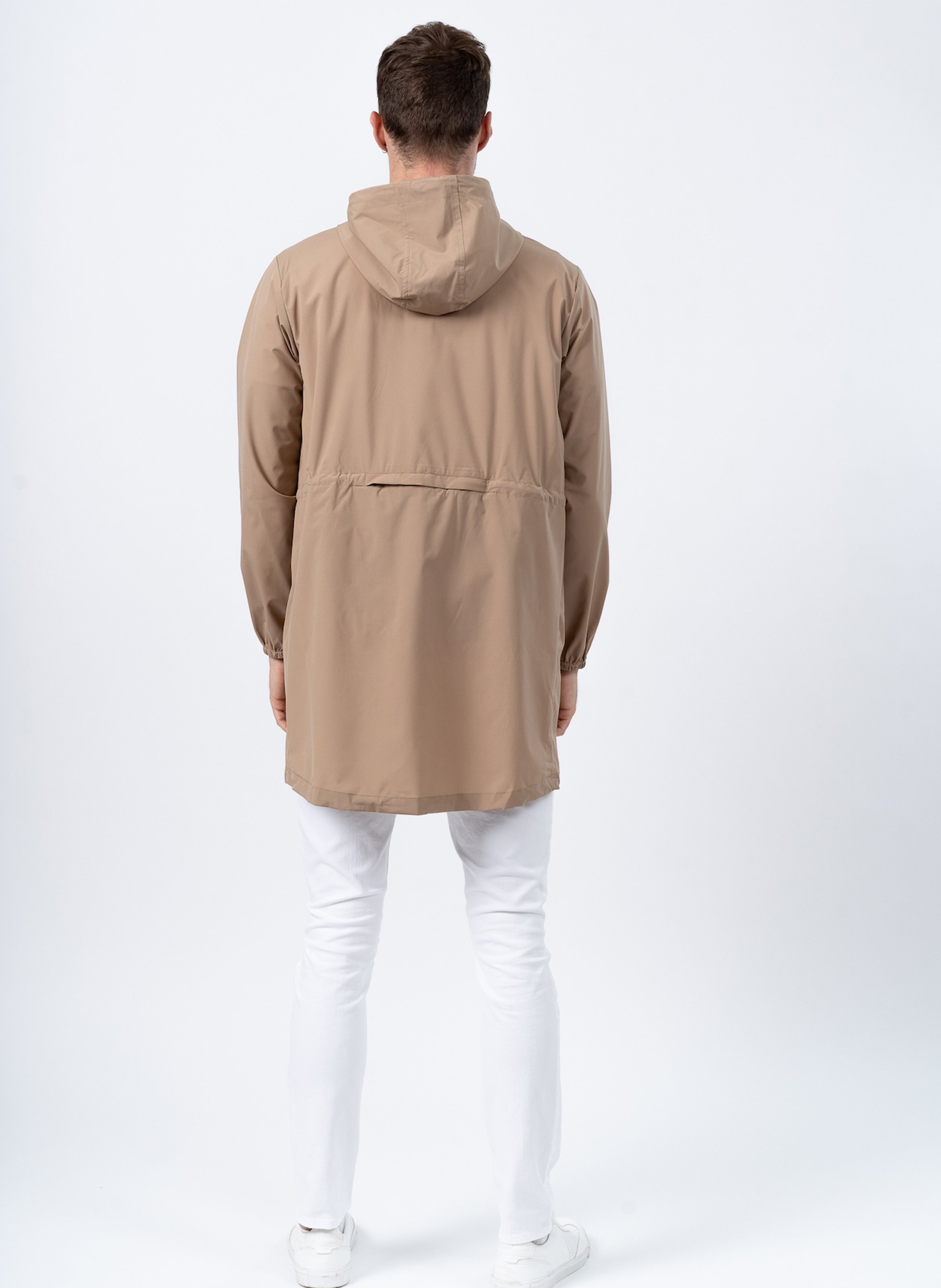 Imperméable long à capuche convertible Beige