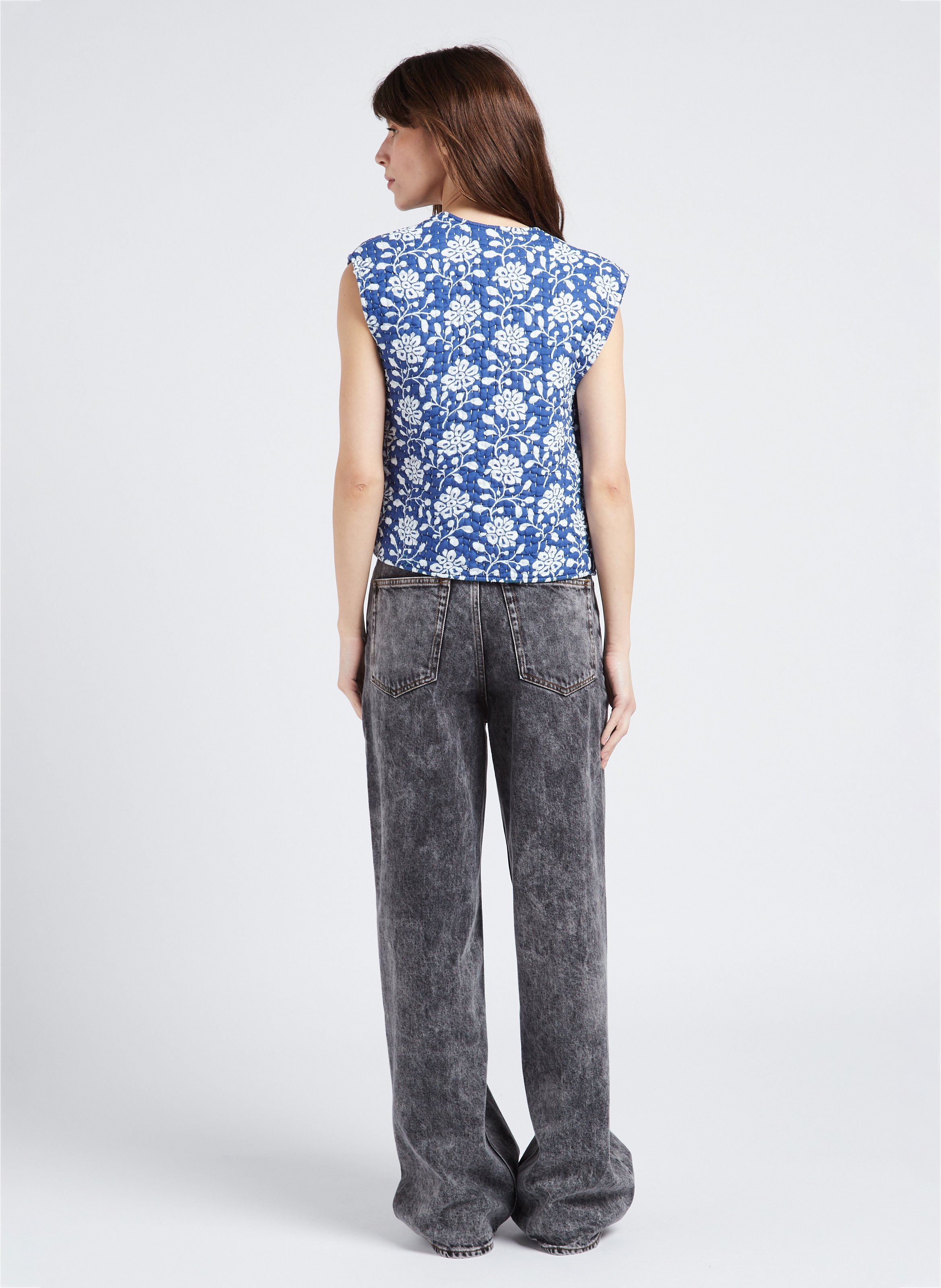 Veste sans manche matelassée imprimée en coton SWILDENS Bleu