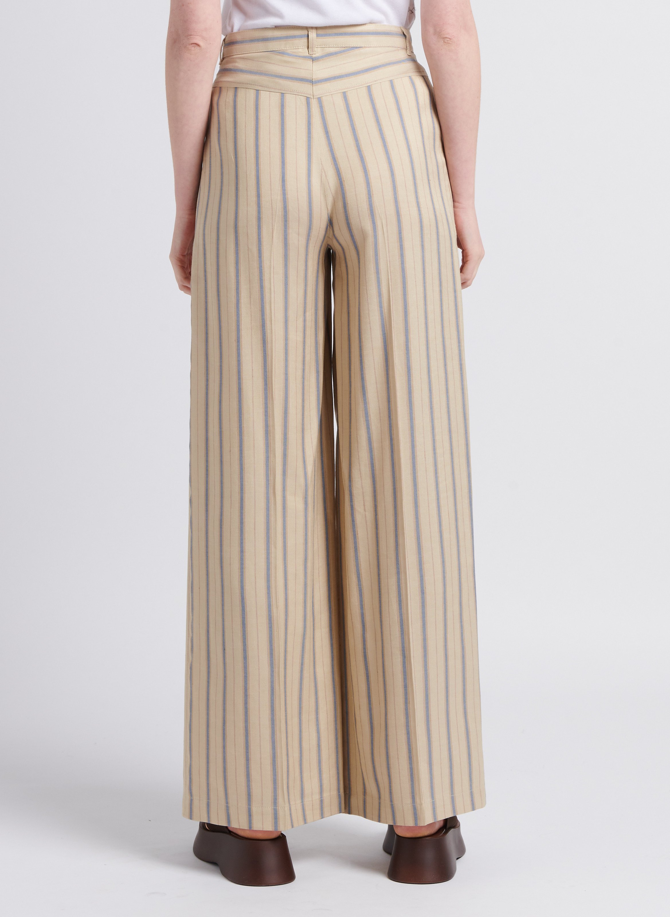 Pantalon large rayé  MAX&Co. Beige