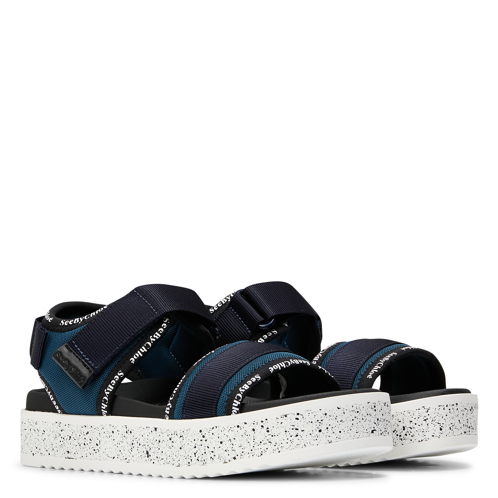 Open-toe wedge sandals with velcro strap SEE BY CHLOE Blue