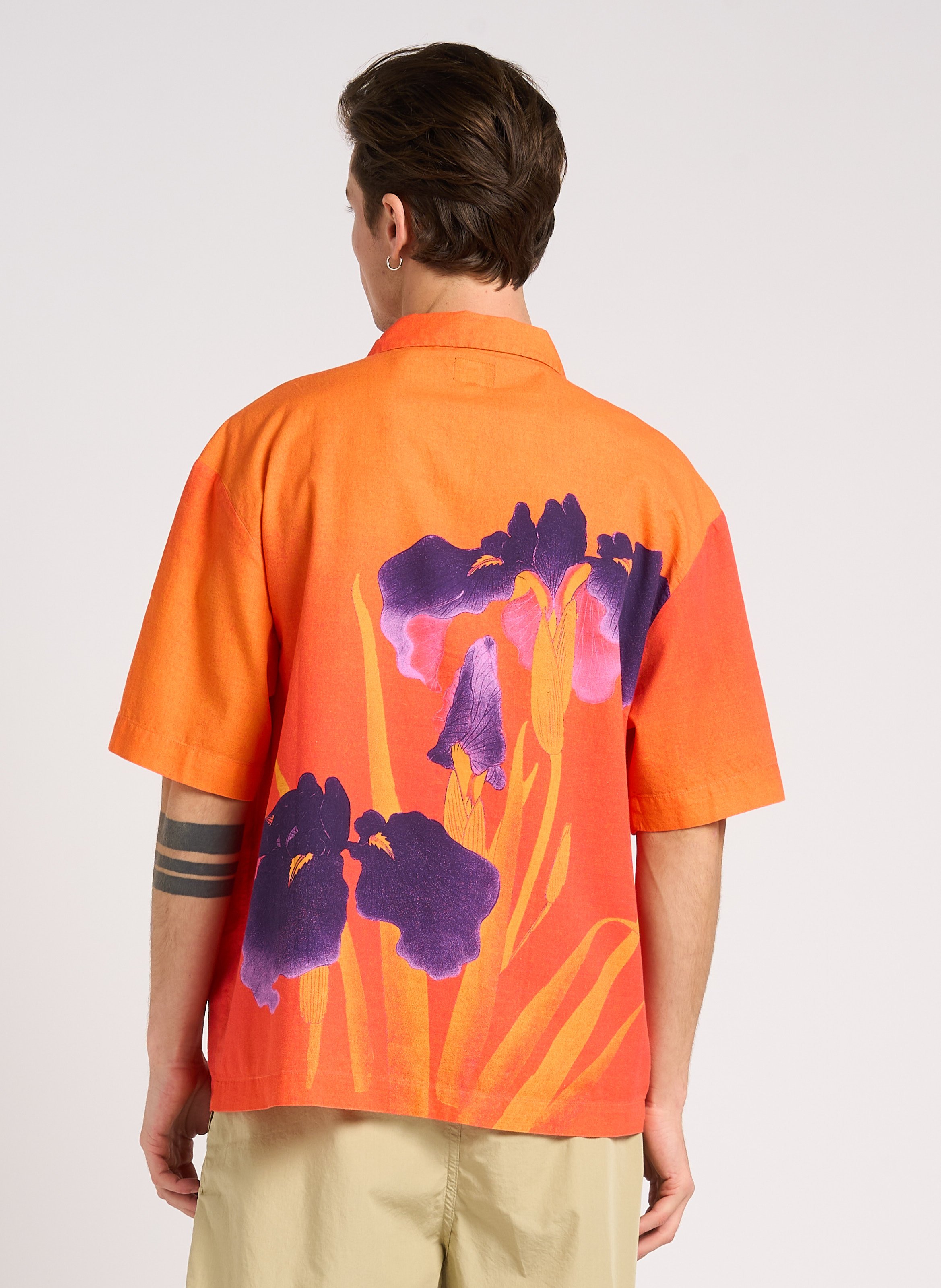 Printed cotton shirt with classic collar Multicolored