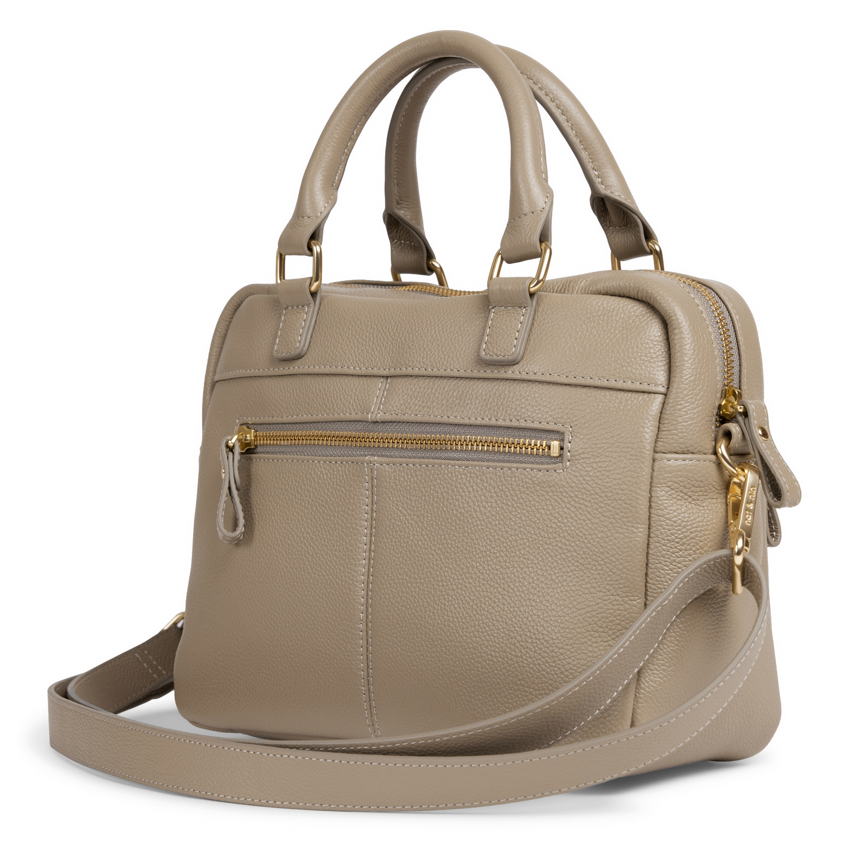 Handtas met meerdere zakken van leer Grijs