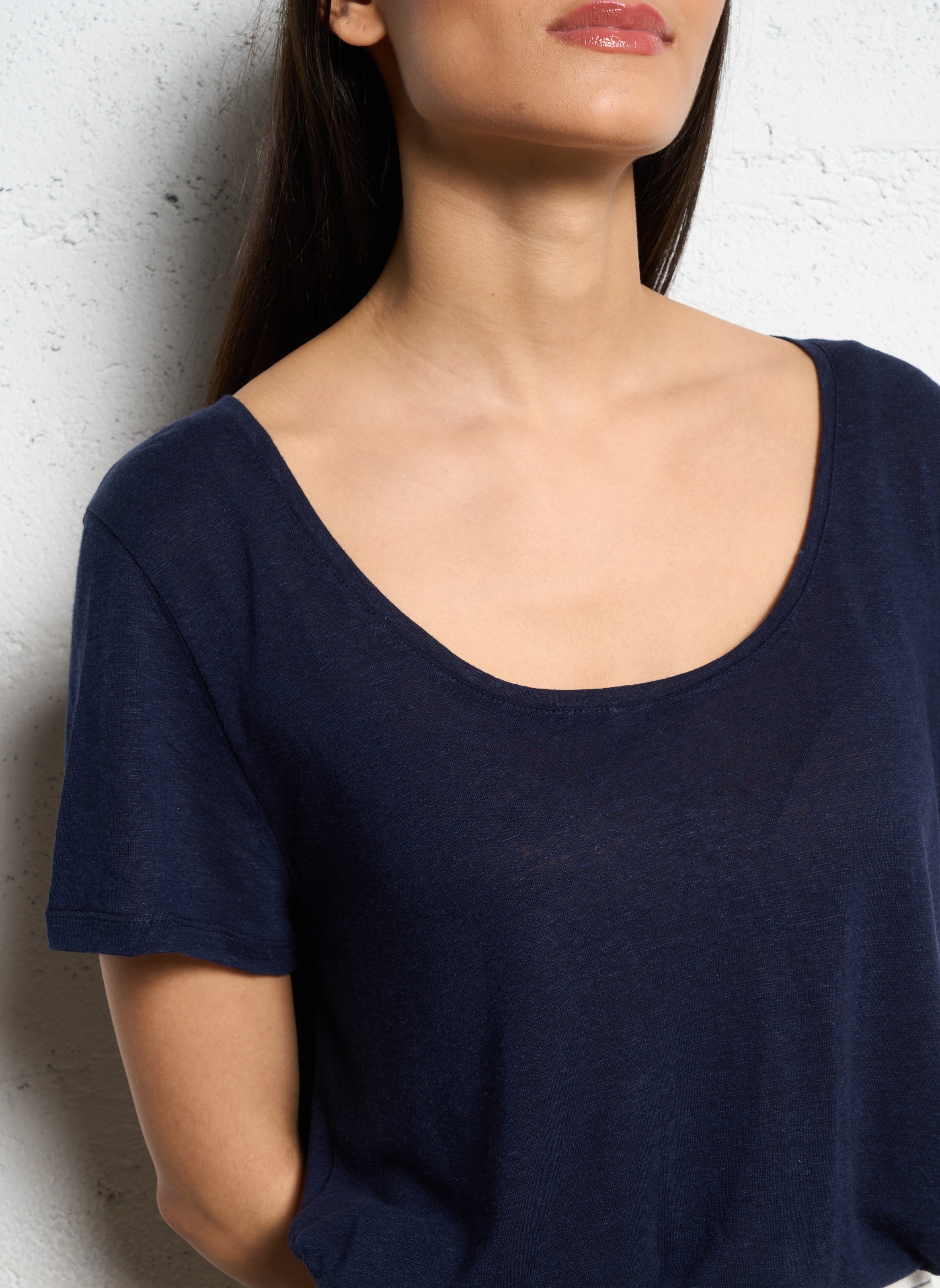 Round-neck linen-blend T-shirt LA PETITE ETOILE Blue