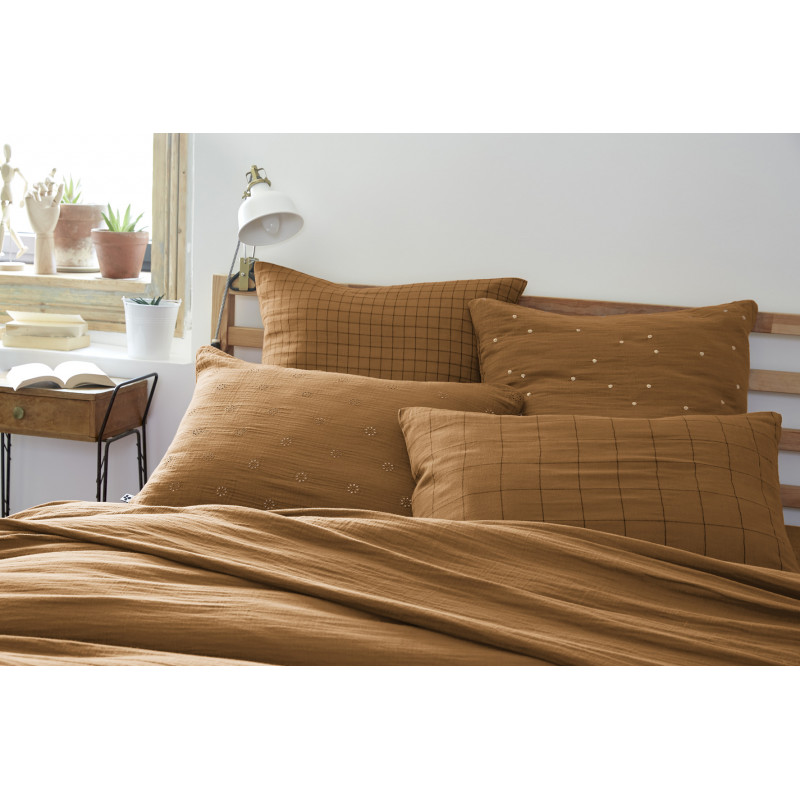 Cotton percale pillow case Brown