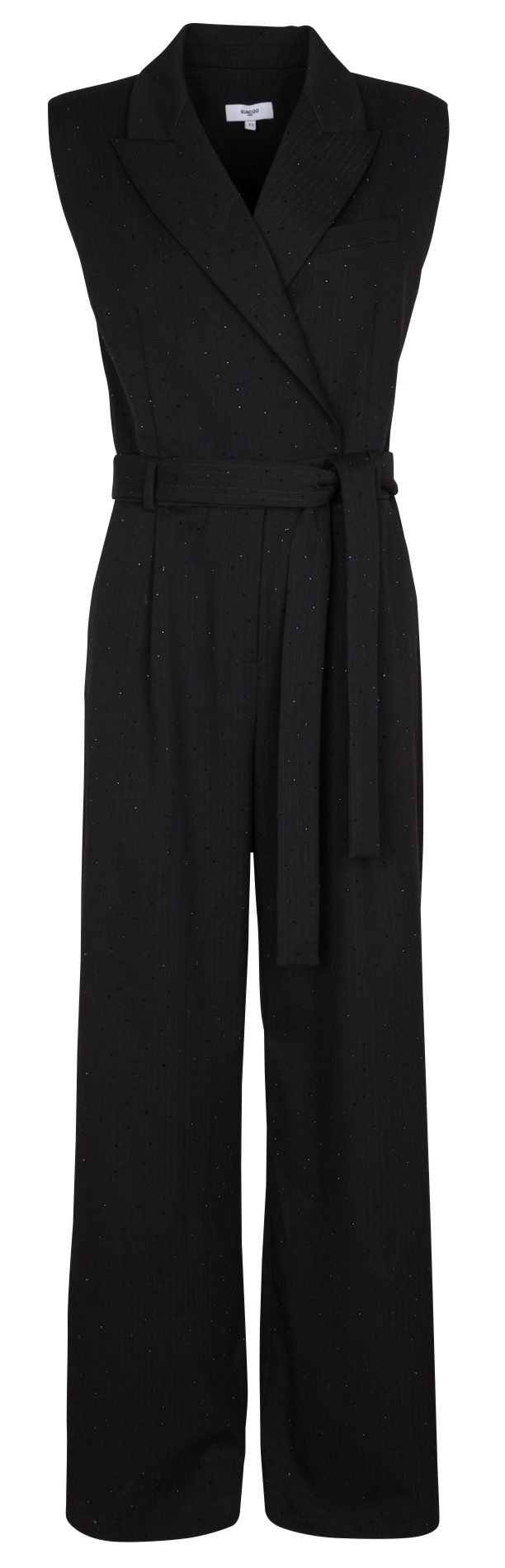 Combinaison col tailleur à strass SUNCOO Noir