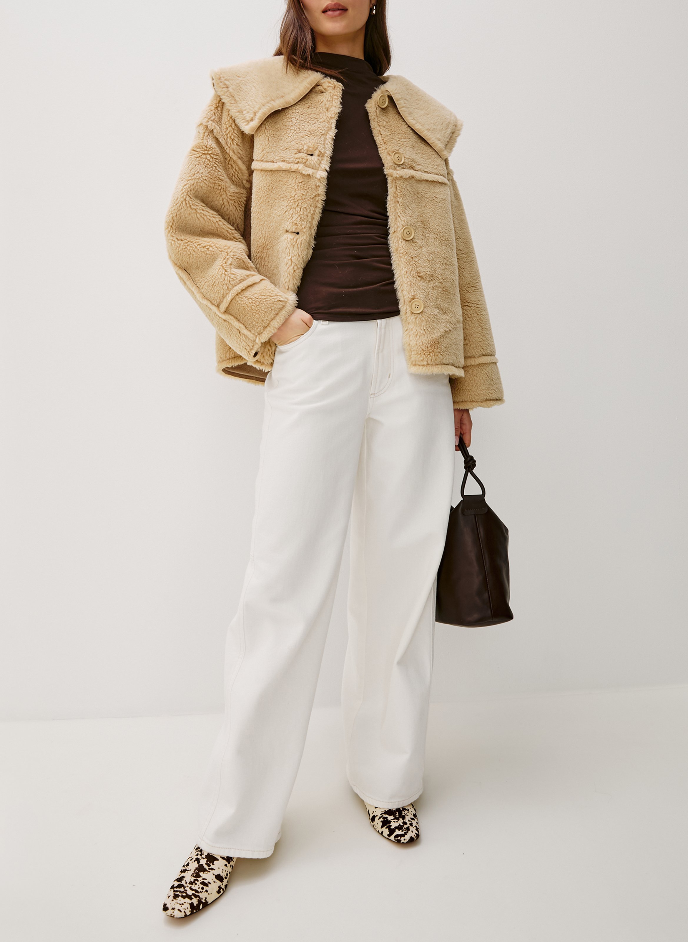 Veste ample en fausse fourrure RAILS Beige