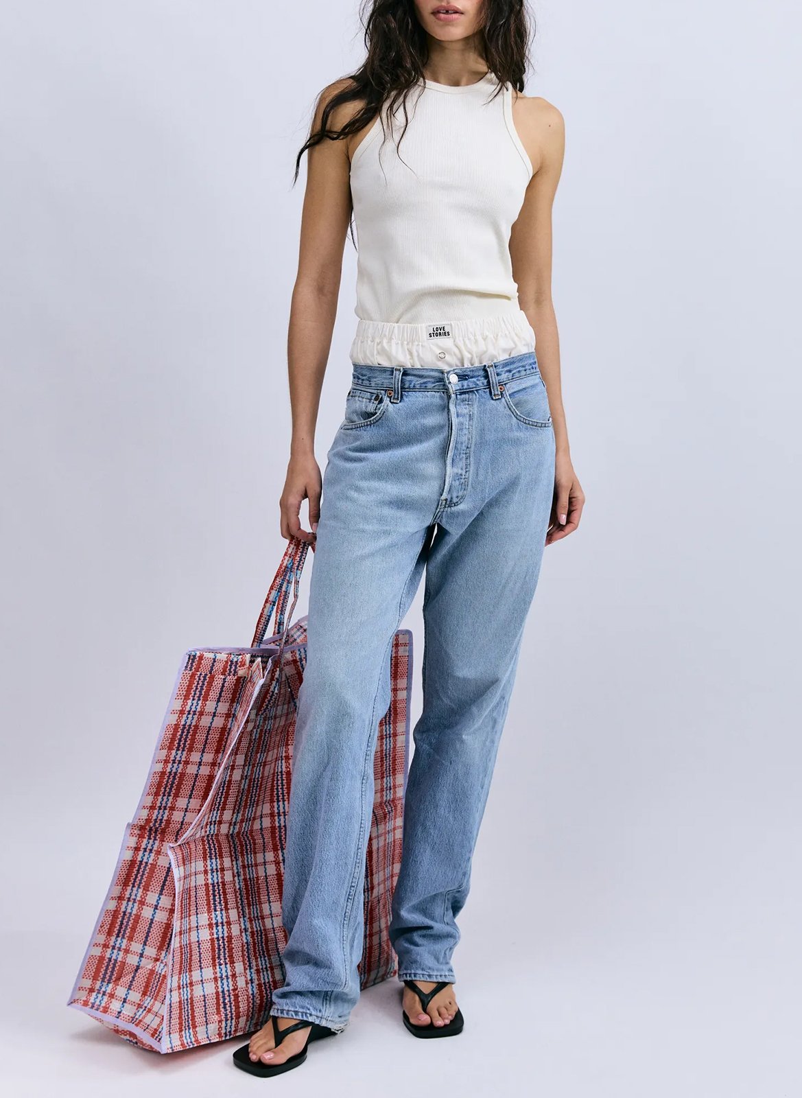 Débardeur côtelé uni LOVE STORIES Blanc