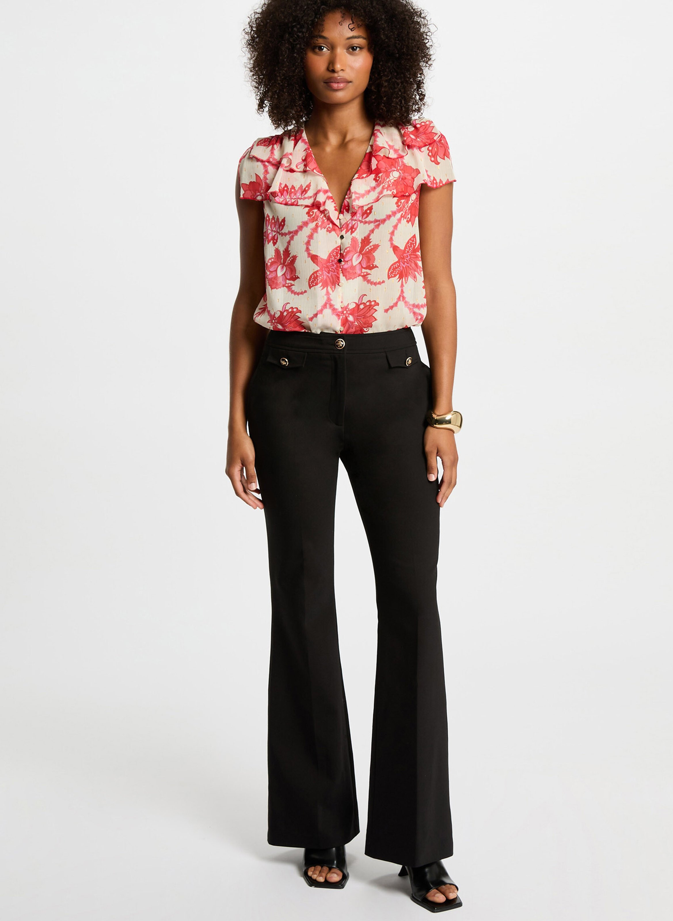 Flared cotton-blend pants MORGAN Black