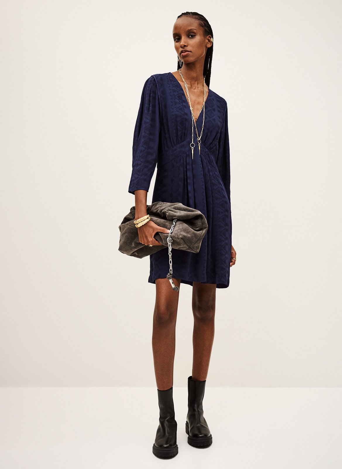 Korte jurk met kraag BA&SH Blauw