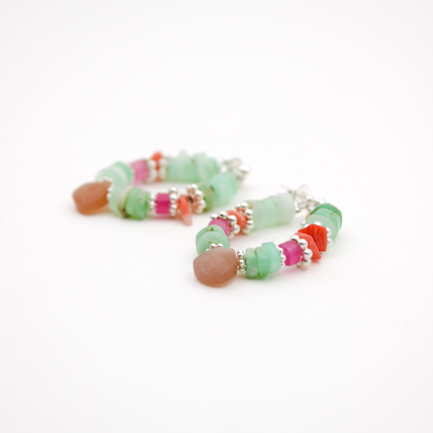 Heishi drop earrings - Flora L'ATELIER DES DAMES Silver