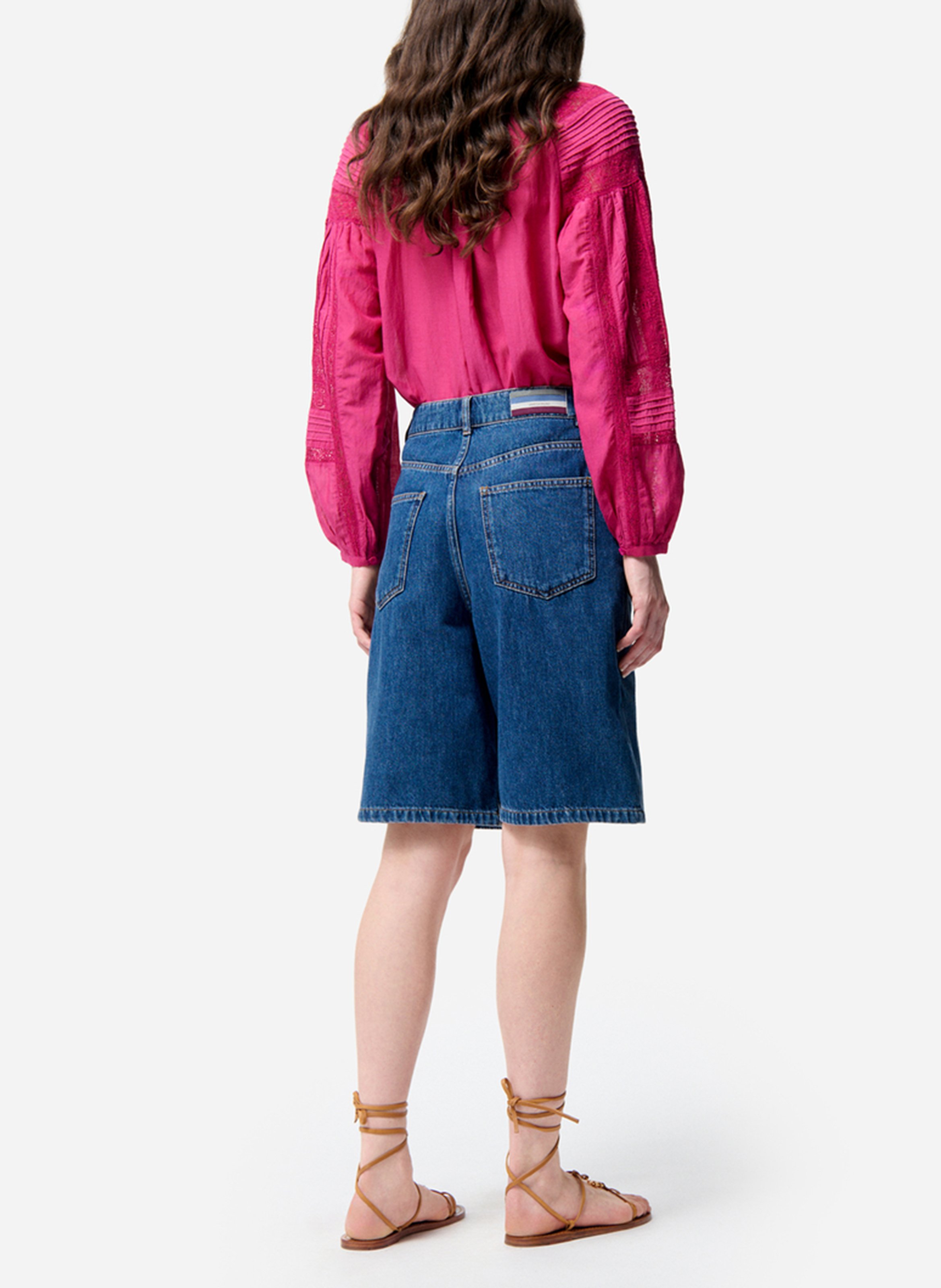 Bermuda taille haute droit en denim VANESSA BRUNO Bleu