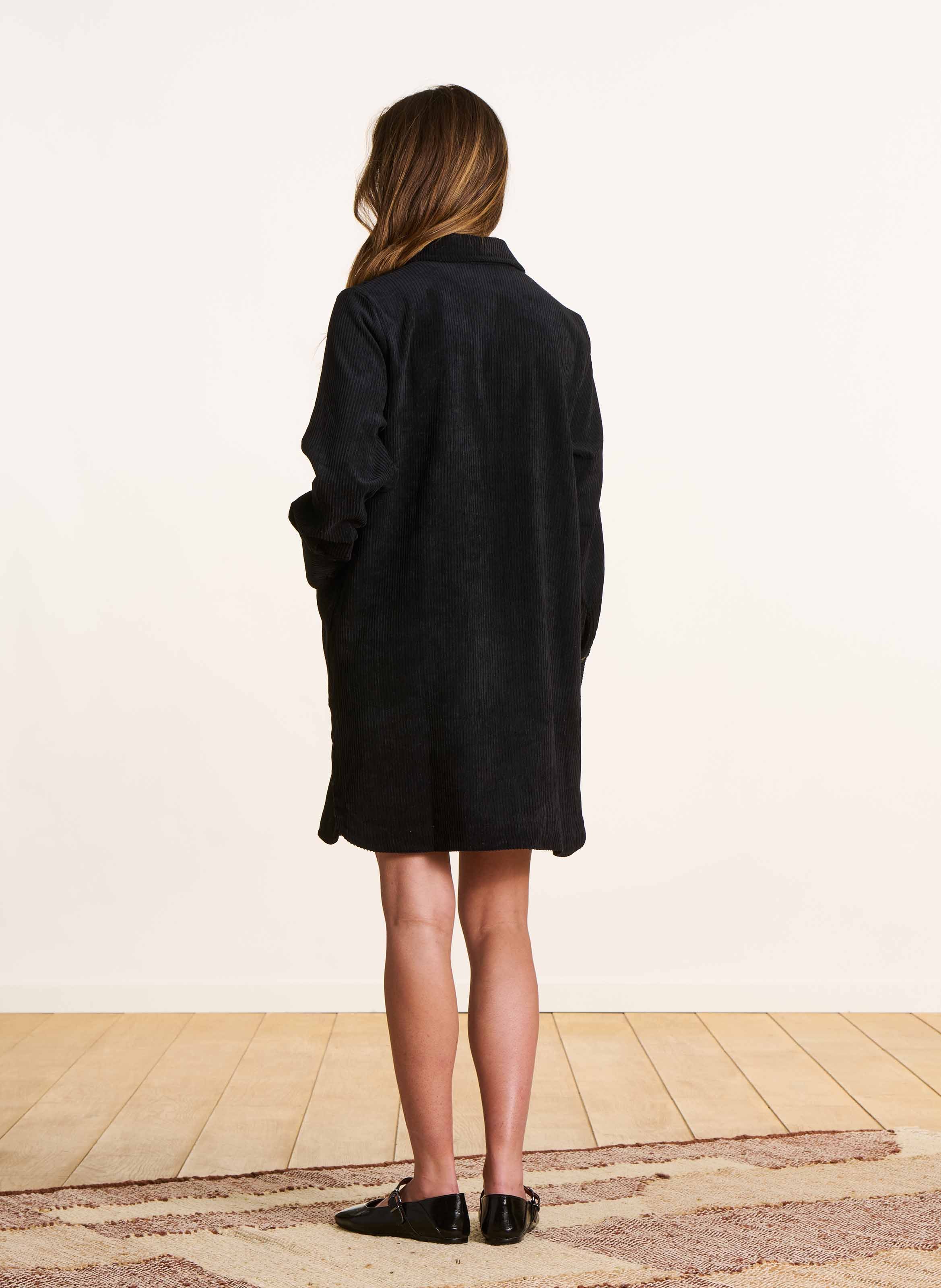 Short corduroy shirt-dress LA FEE MARABOUTEE Black
