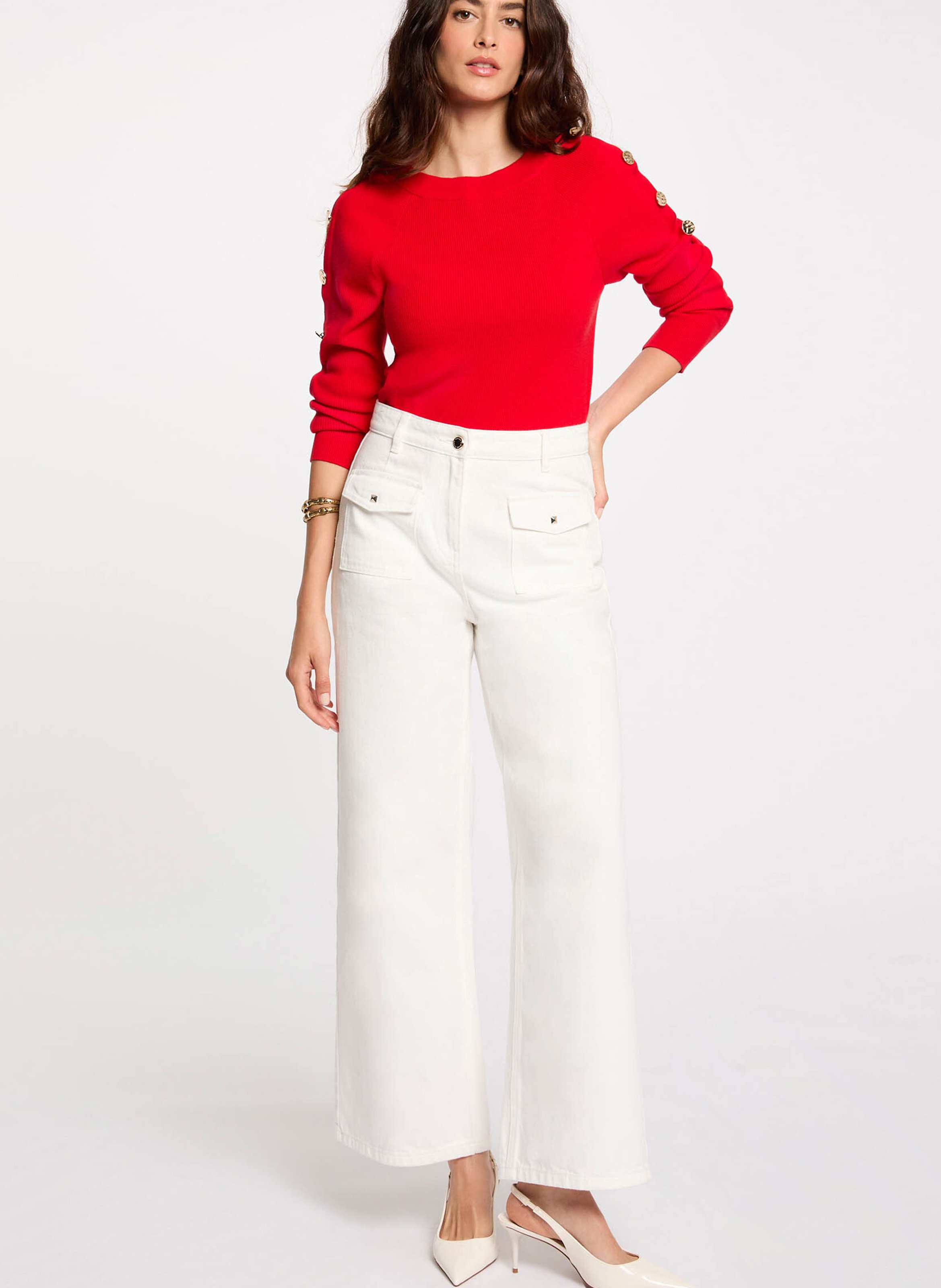 Rechte bootnek trui MORGAN Rood