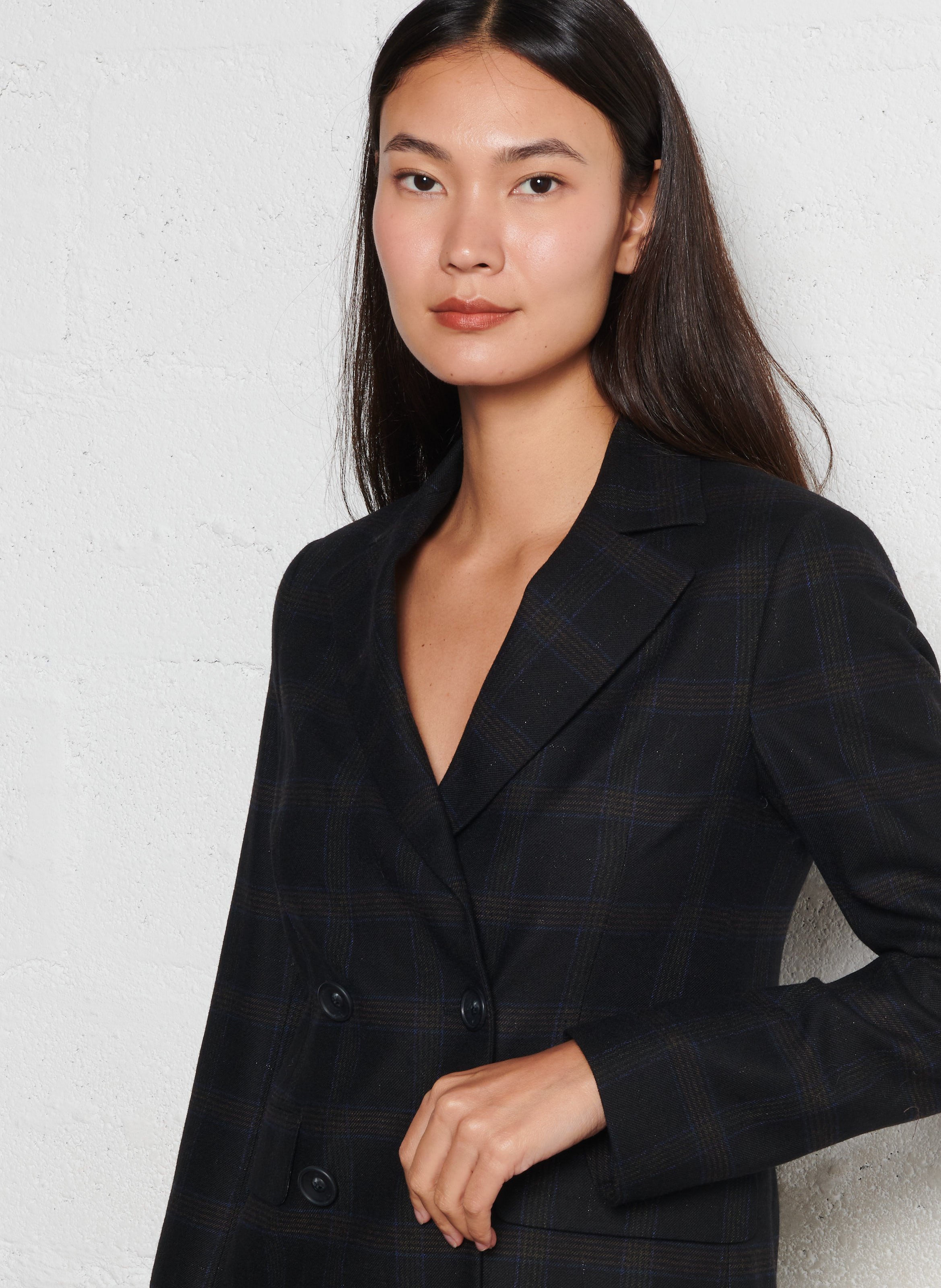 Veste ajustée col tailleur à carreaux DIEGA Marron