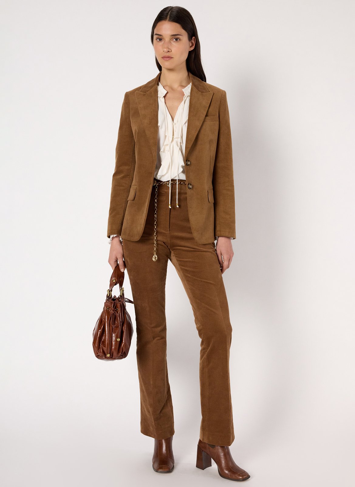 Veste col tailleur en coton mélangé GERARD DAREL Marron