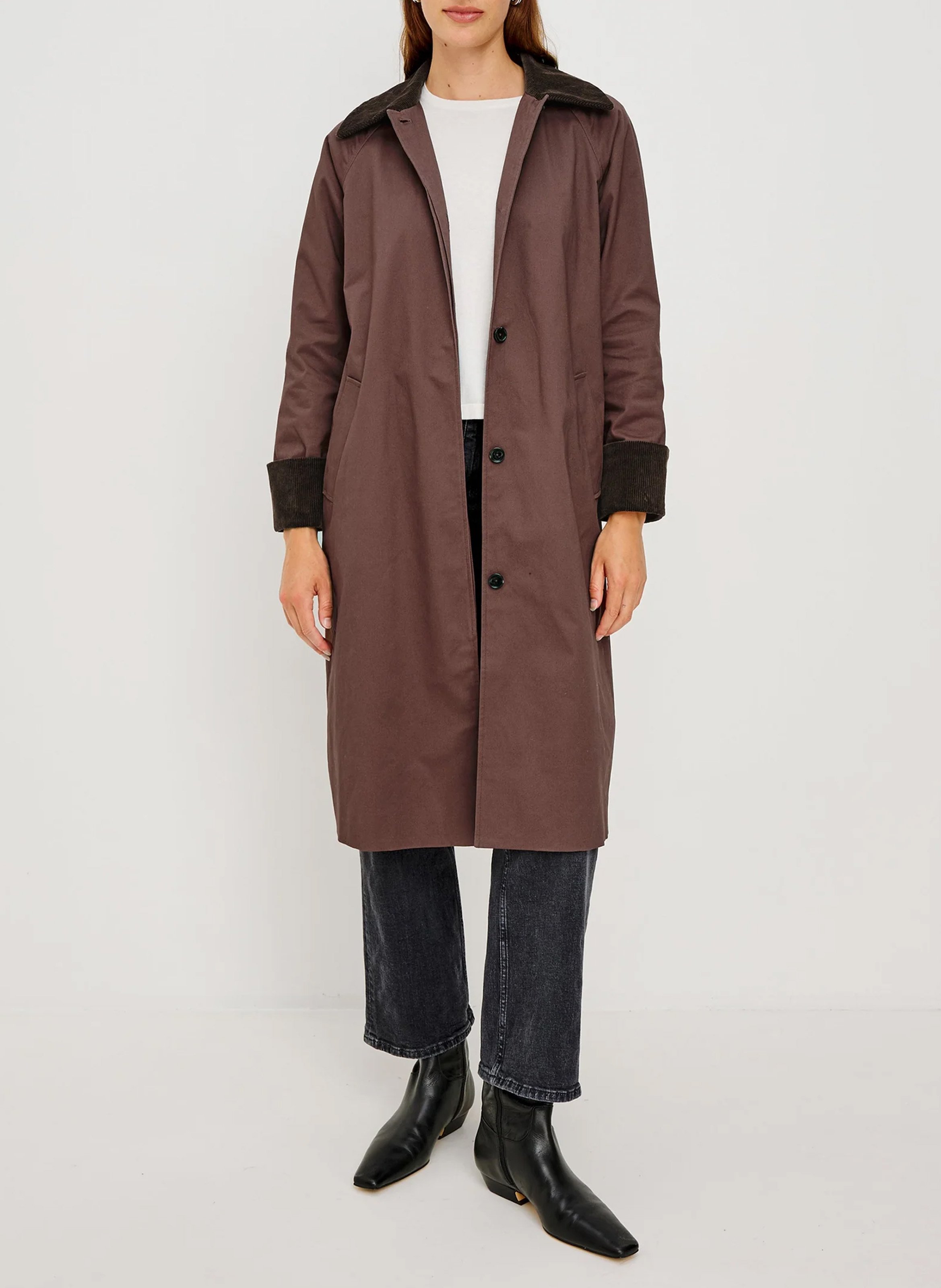 Manteau col classique en coton mélangé RAILS Marron