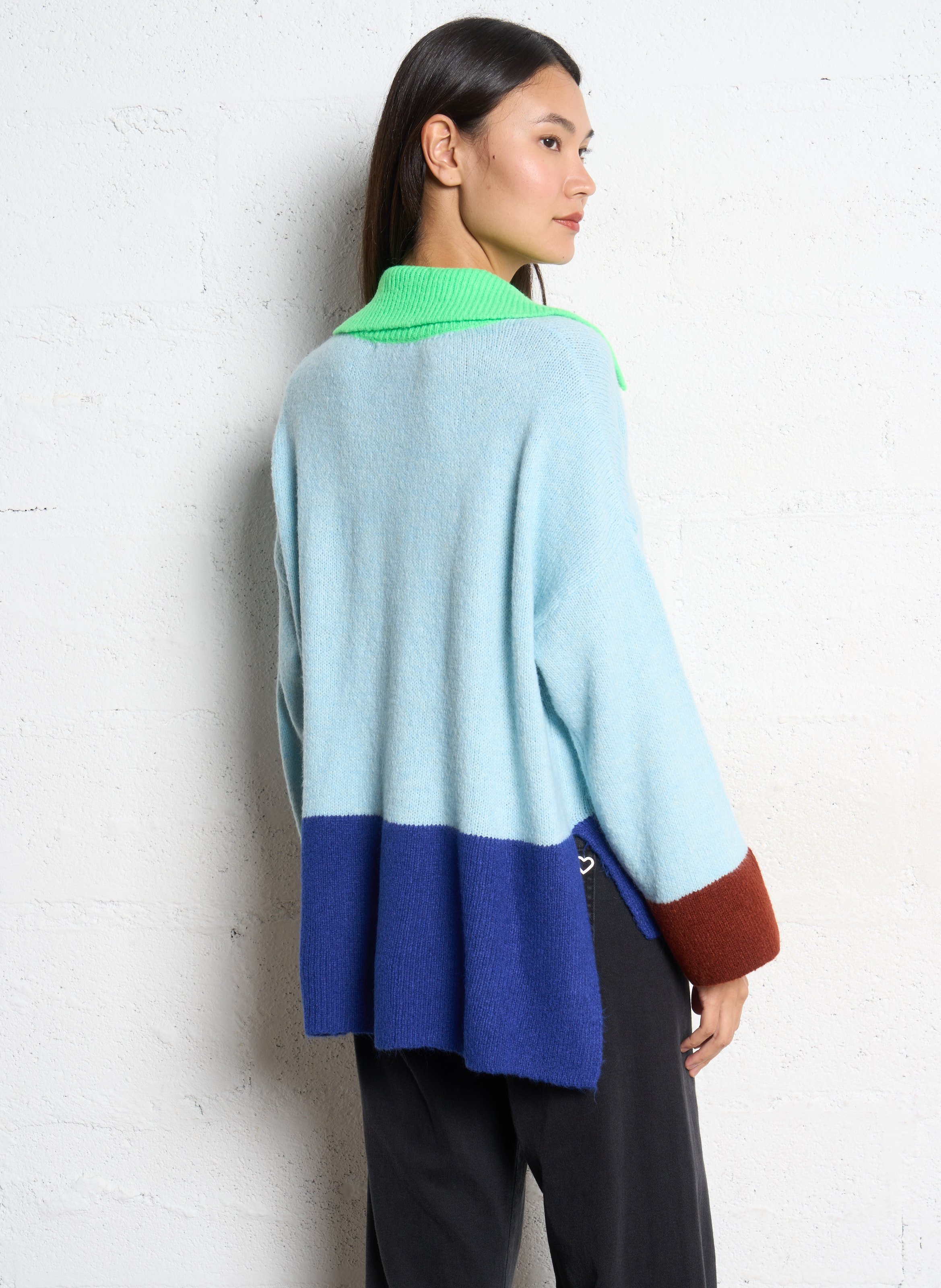 Pull oversize col classique  DR BLOOM Bleu