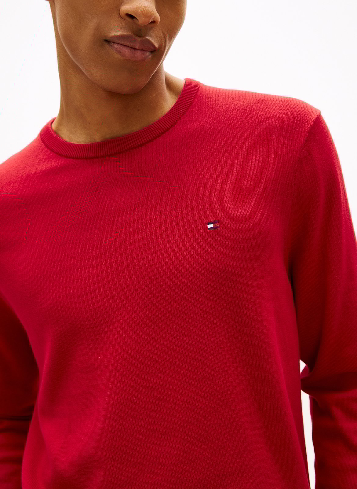 Katoenen tricottrui met ronde hals en fantasieprint Rood