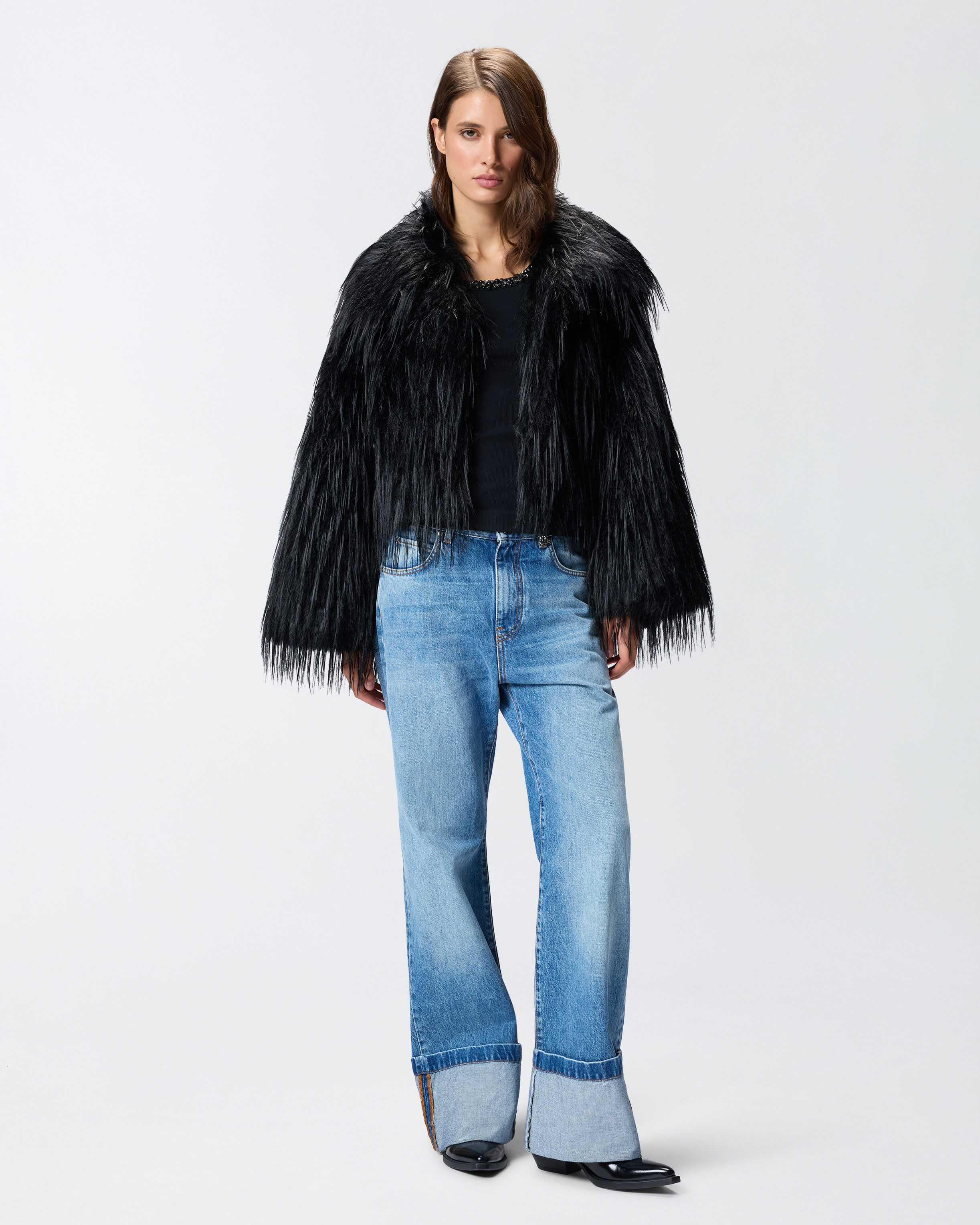 Faux fur coat PINKO Black