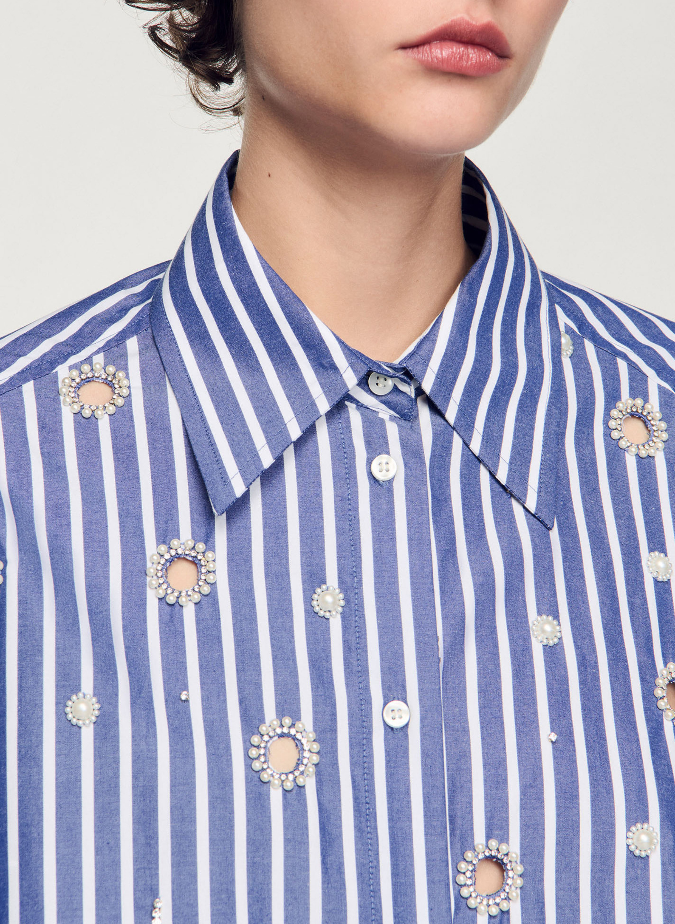 Cotton shirt with classic collar SANDRO Blue