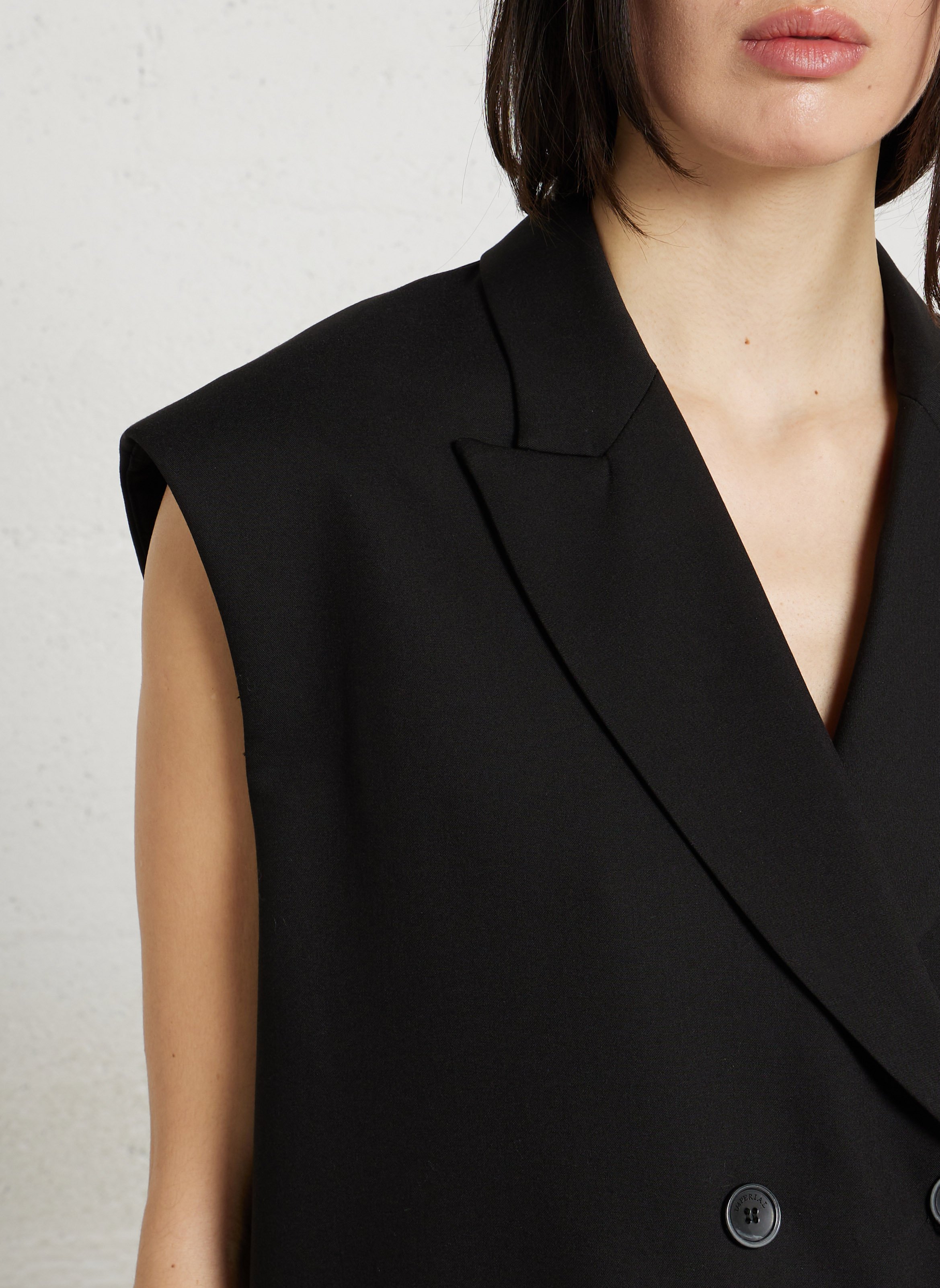 Sleeveless Solid Color Blazer IMPERIAL Black