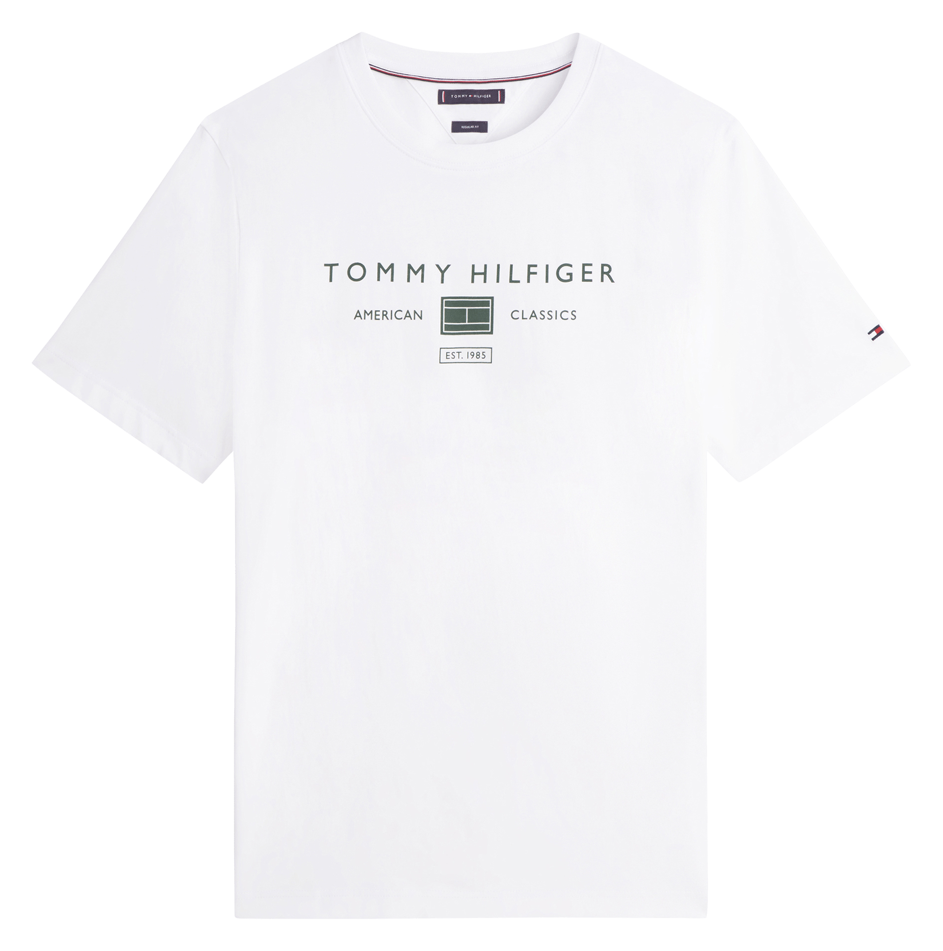 T-shirt dritta scollo tondo serigrafata TOMMY HILFIGER Bianco