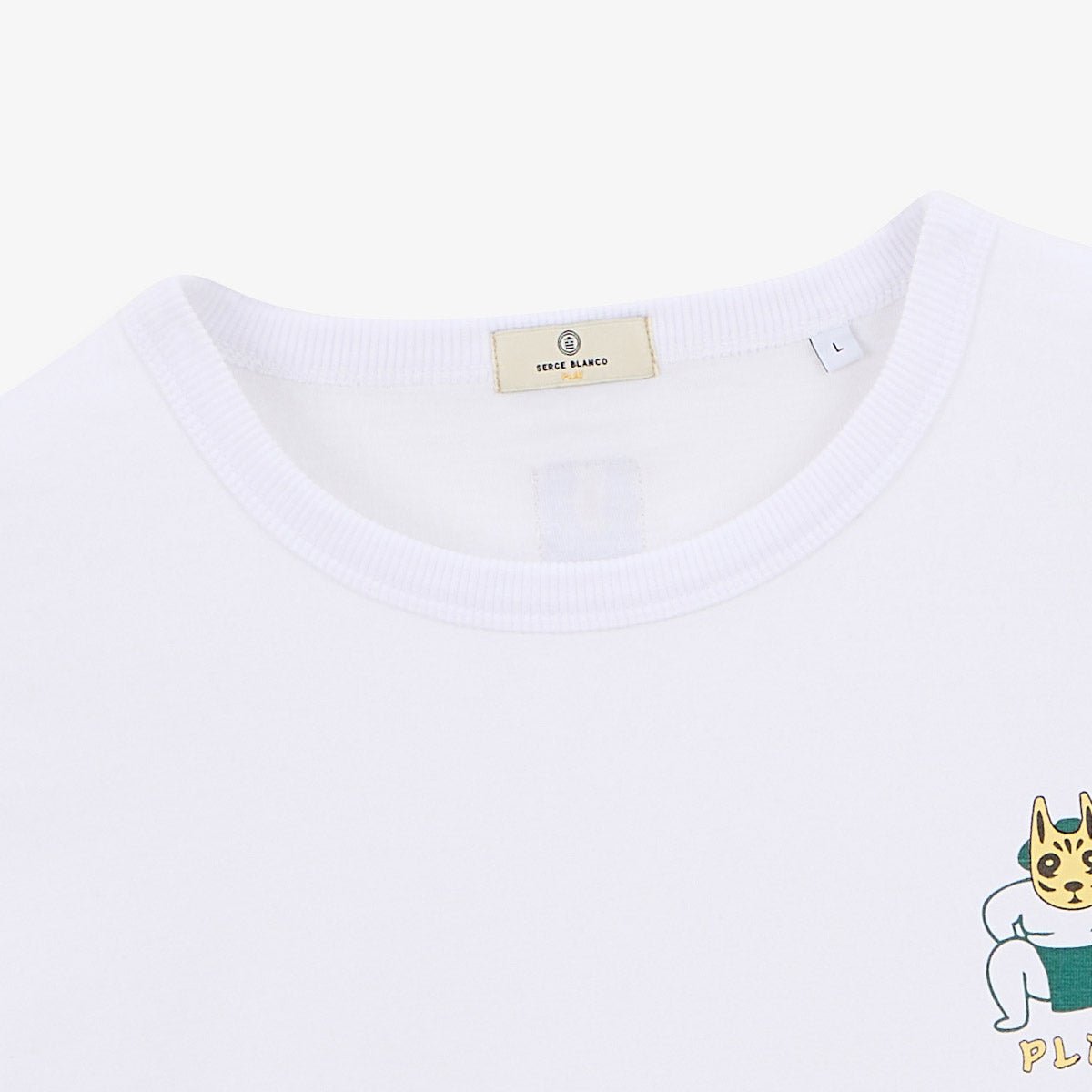 Round neck T-shirt in printed cotton jersey with sumo on the chest. SERGE BLANCO White