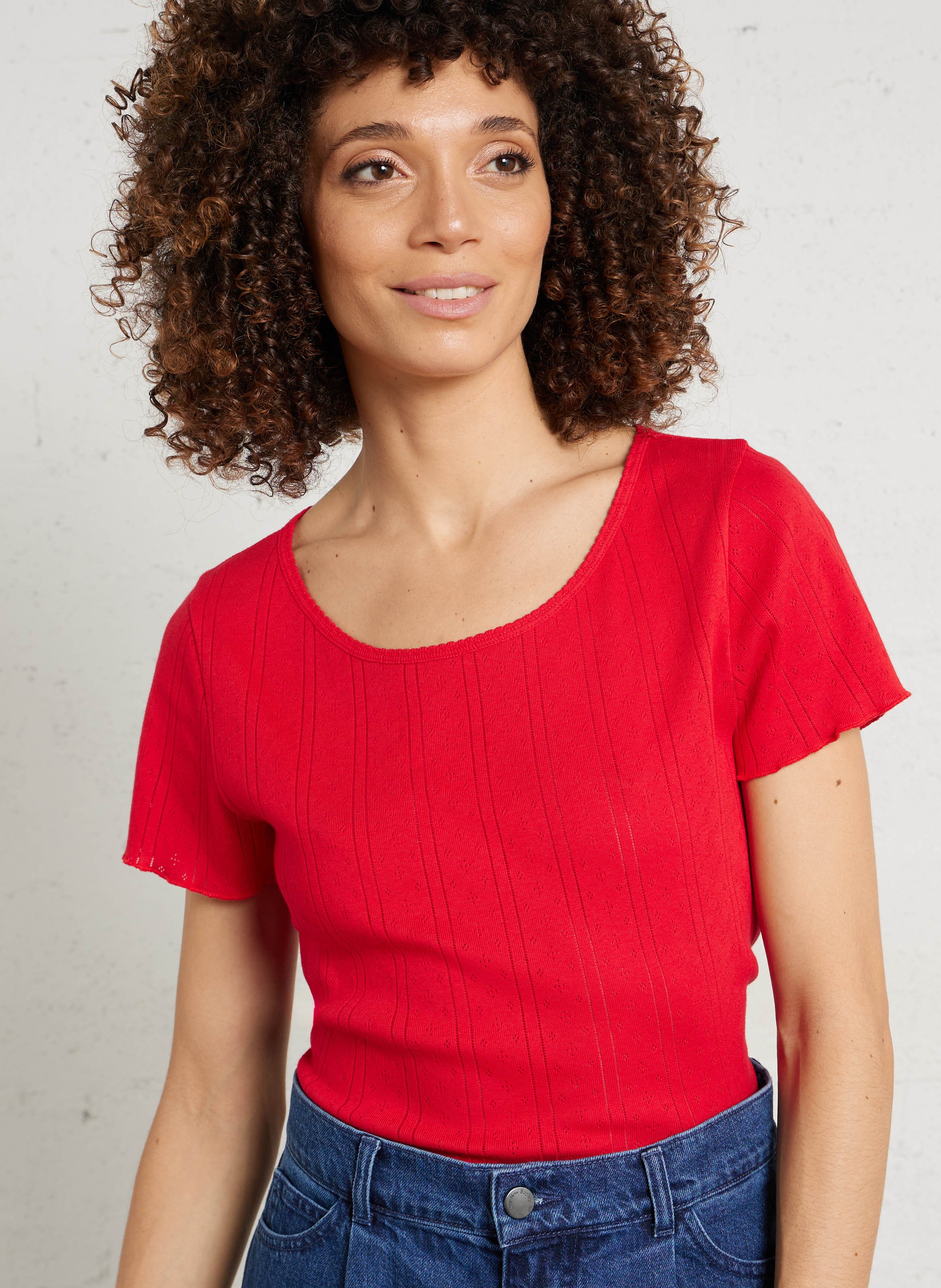 Tee-shirt droit en coton THE NEW SOCIETY Rouge