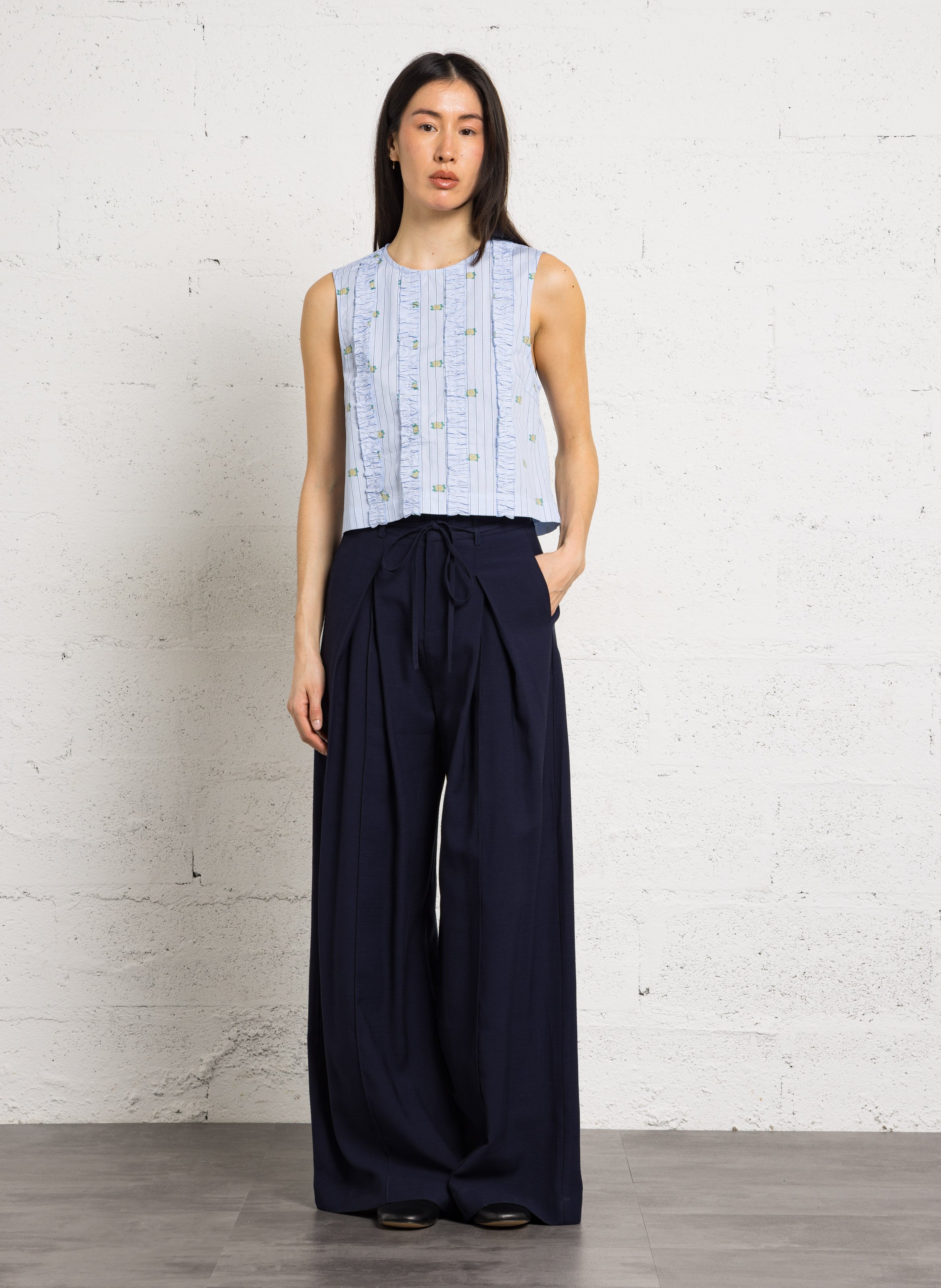 Gestreiftes ärmelloses kurzes Top THE TINY BIG SISTER Blau