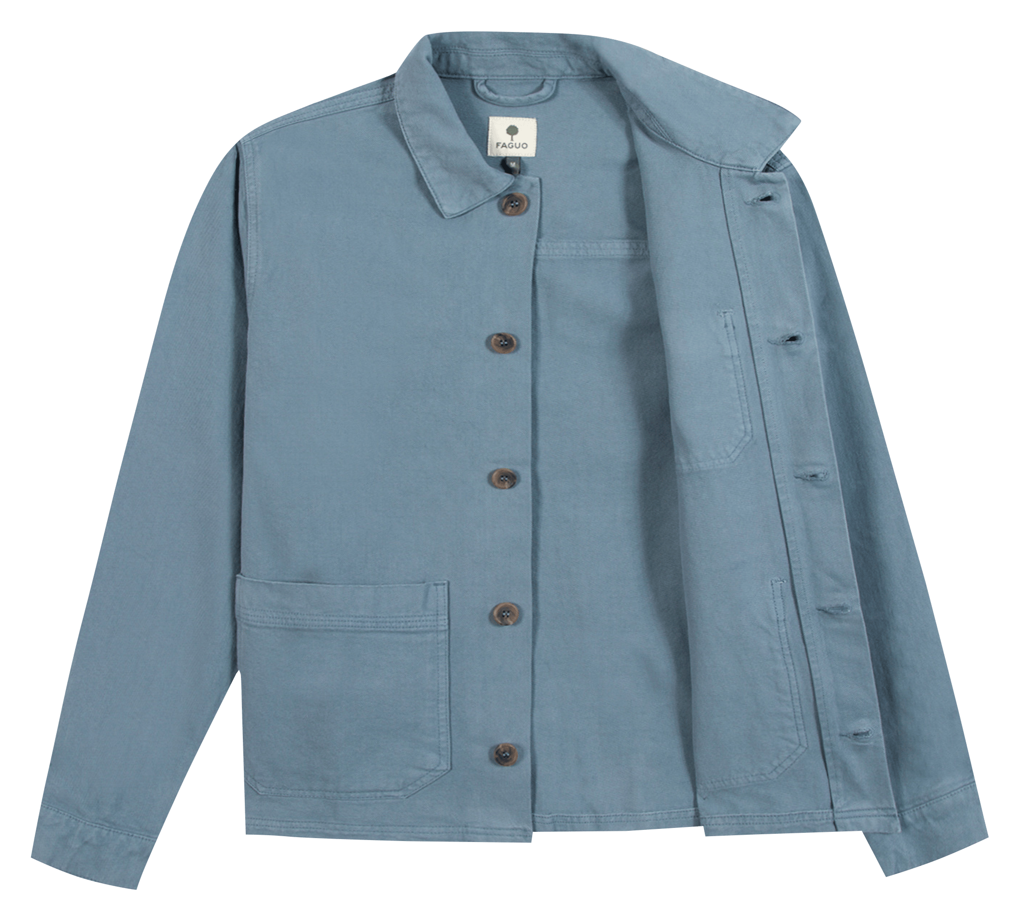 Weite Jacke mit klassischem Kragen aus Baumwollcanvas FAGUO Blau