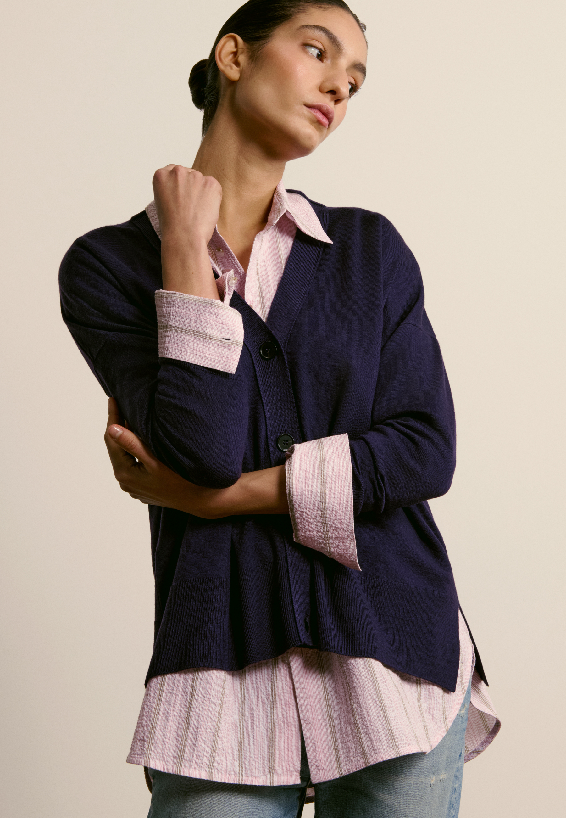 Buttoned Merino Wool Cardigan MAISON MONTAGUT