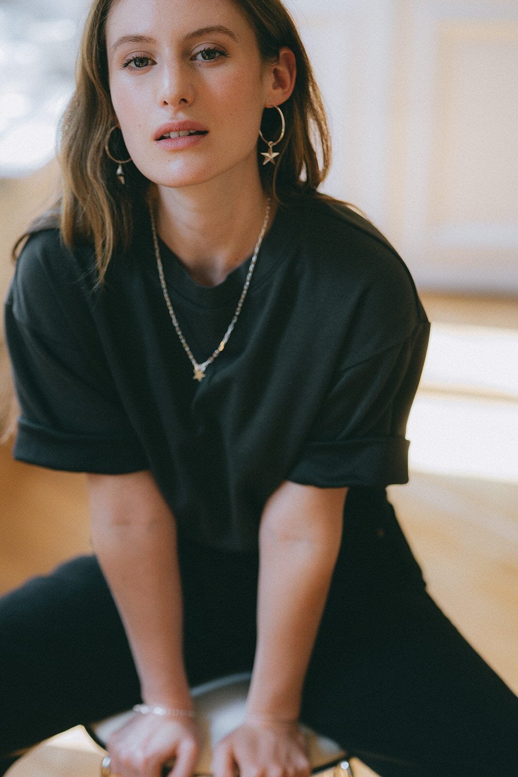 Small gold-plated star hoop earrings MONSIEUR SIMONE Silver