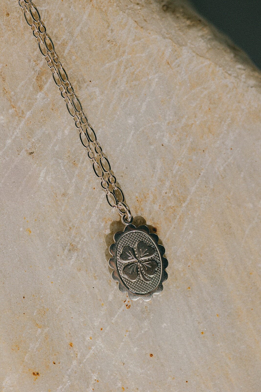 Gold-plated clover enamel necklace Silver