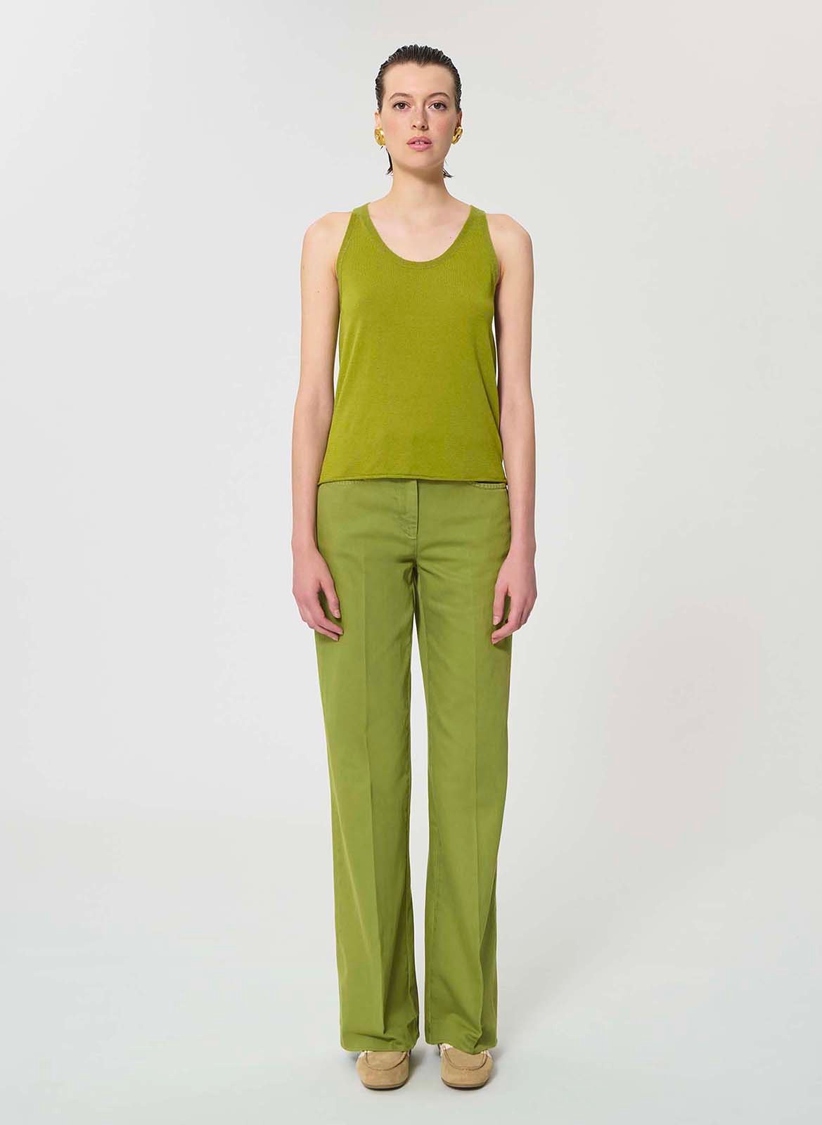 Débardeur col rond uni TARA JARMON Vert