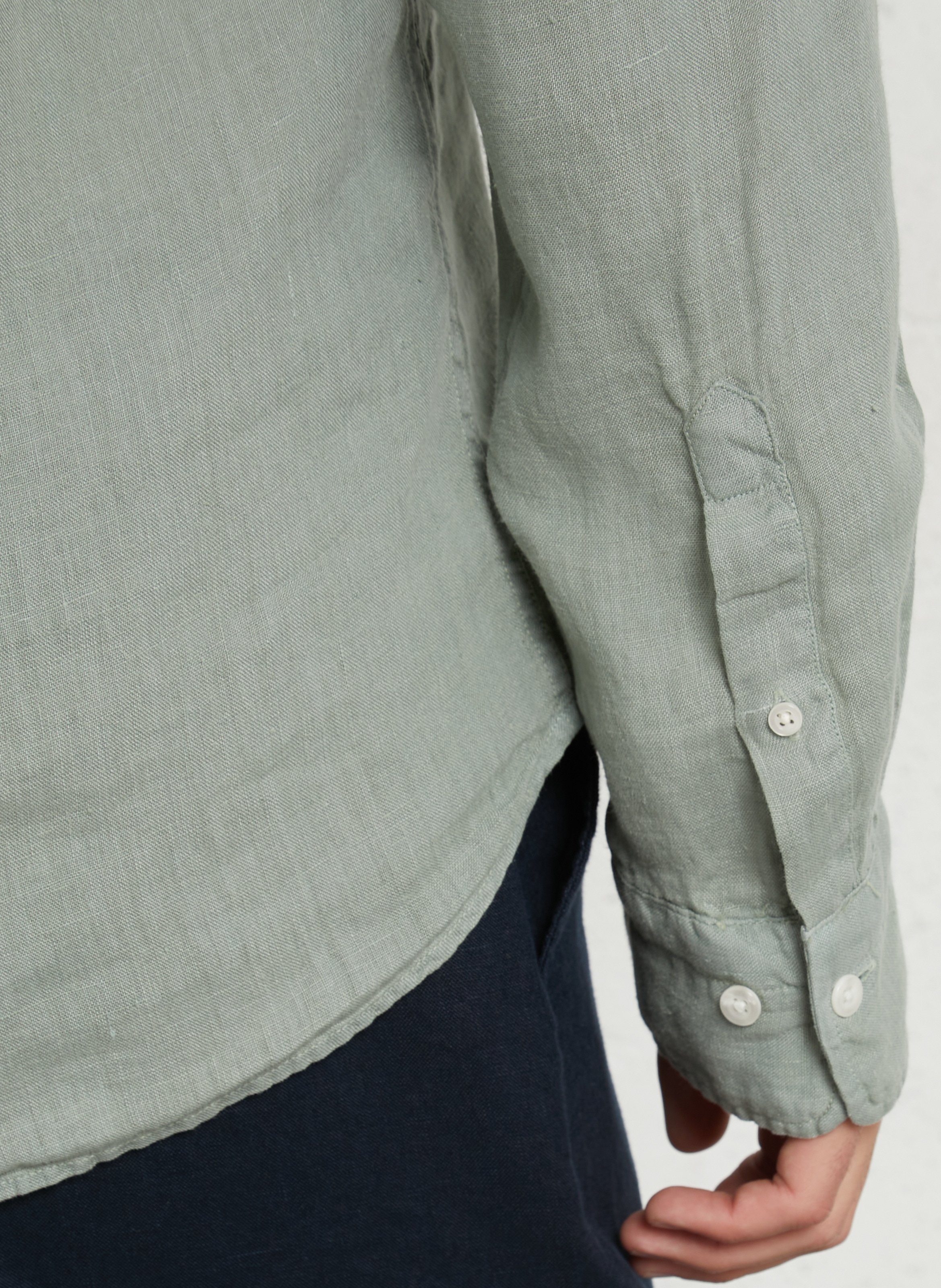 Chemise droite col classique en lin GANT Gris