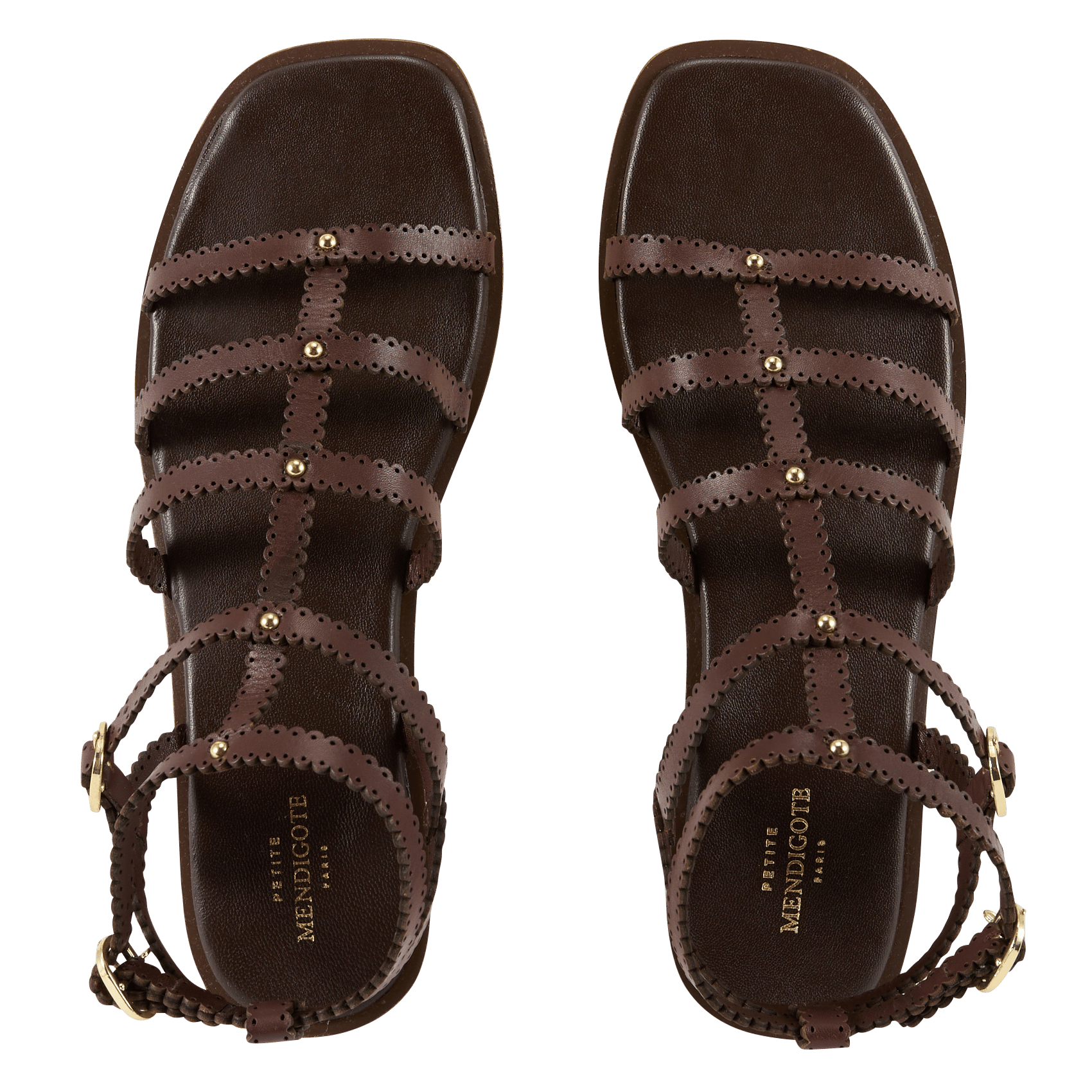 Leather gladiator-style sandals PETITE MENDIGOTE Brown