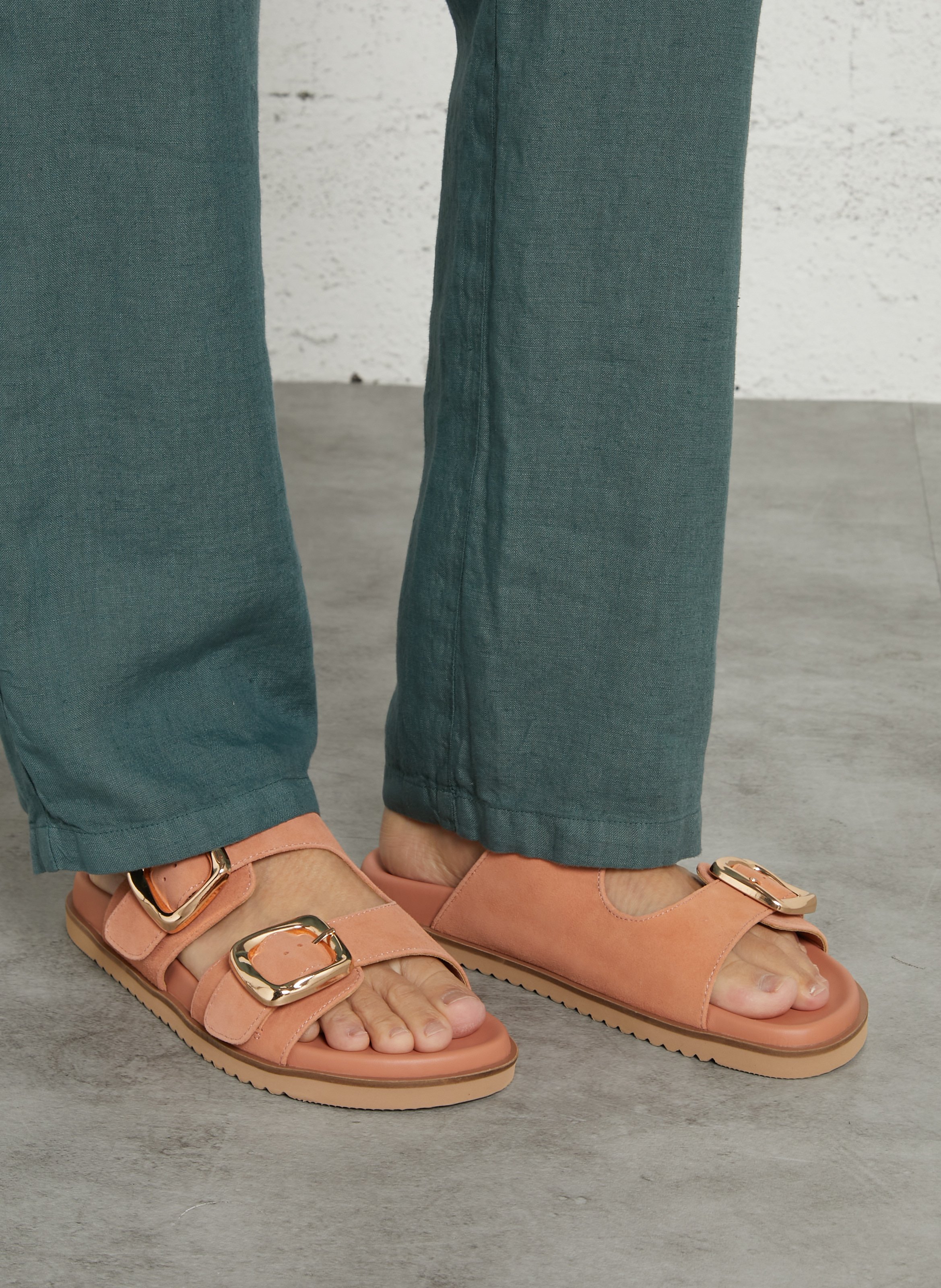 Mules aus Veloursleder BOCAGE Rosa