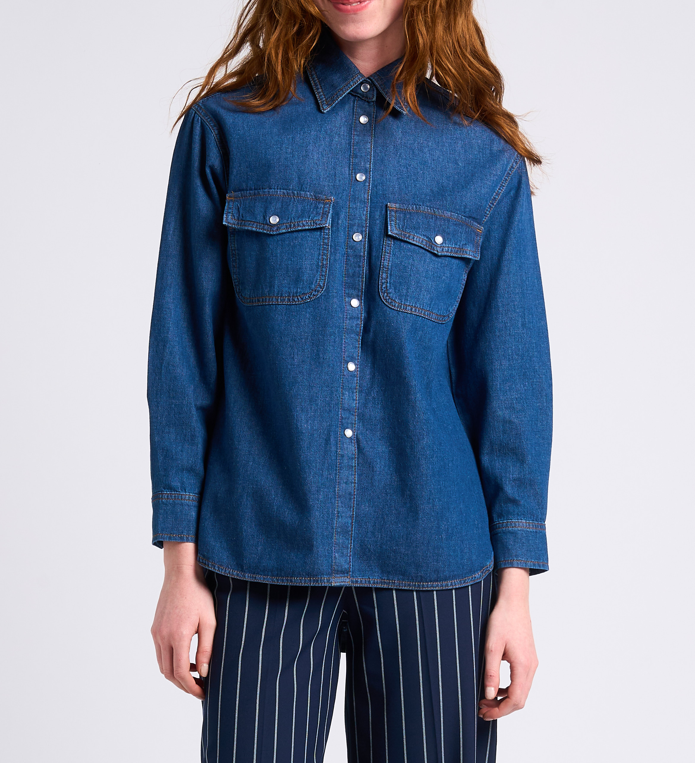 Jeans-Hemdjacke mit klassischem Kragen MAX&Co. Blau