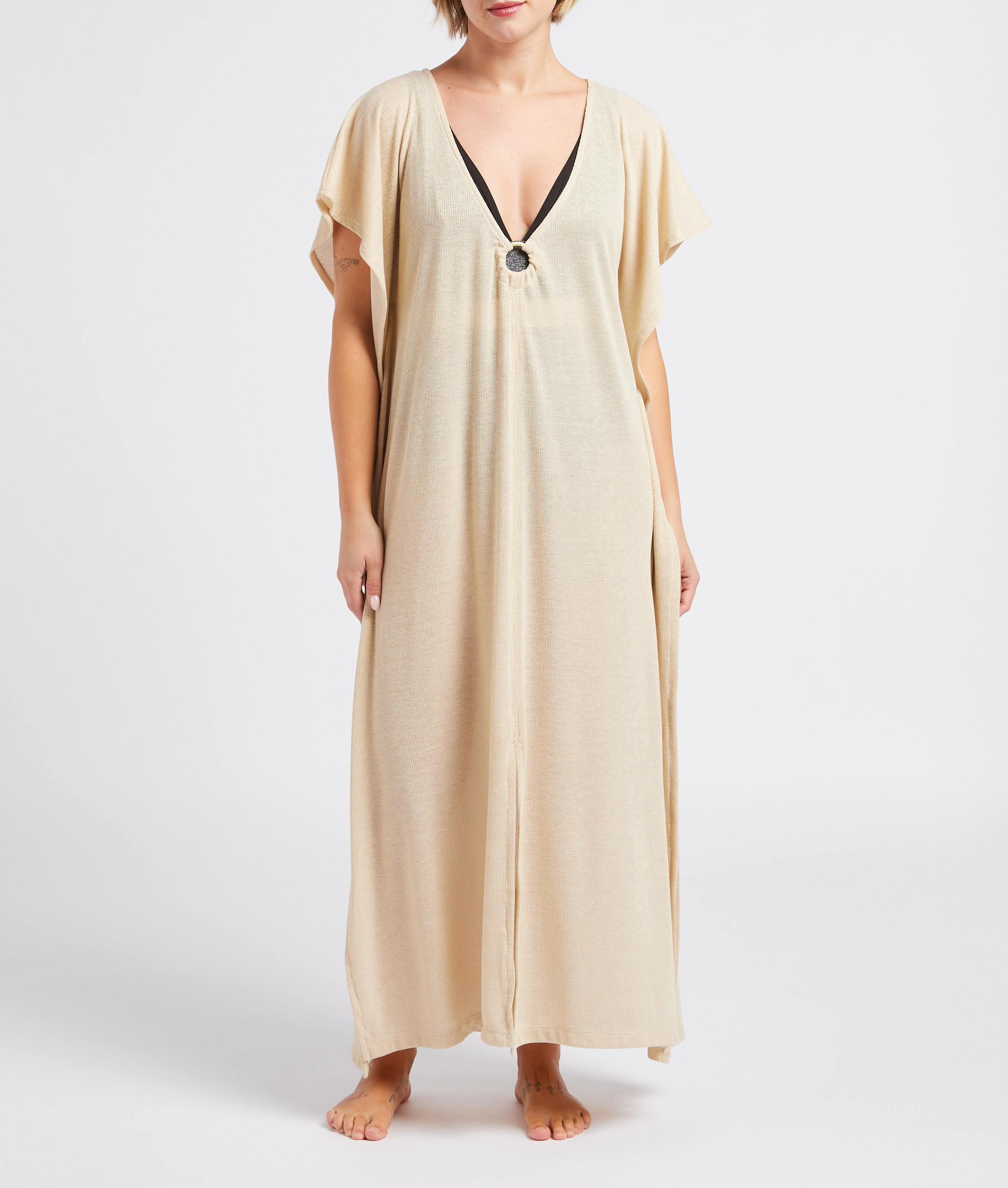Strandtunika in Metallic-Optik LIVIA Beige
