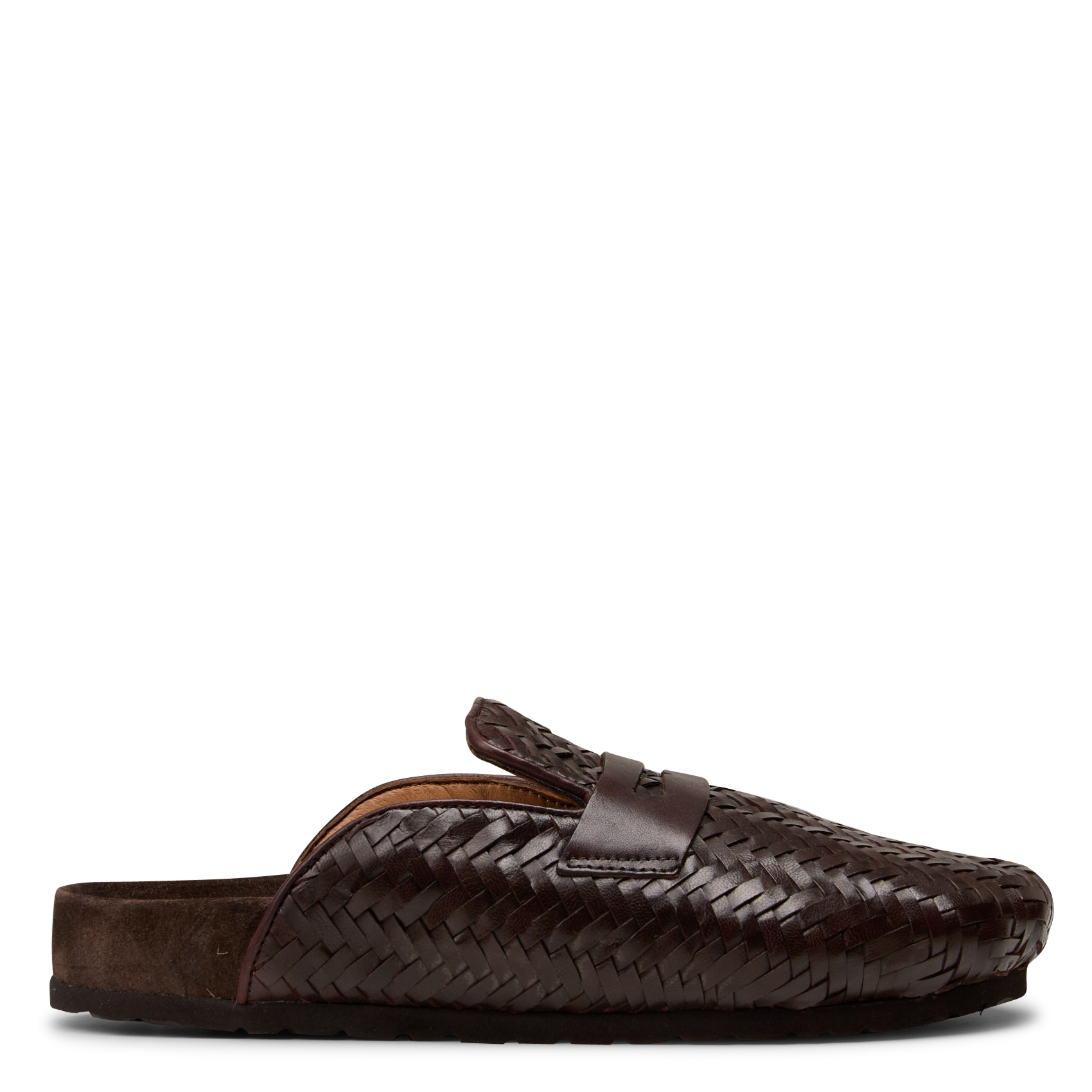 Mules en cuir tressé IKKS Marron