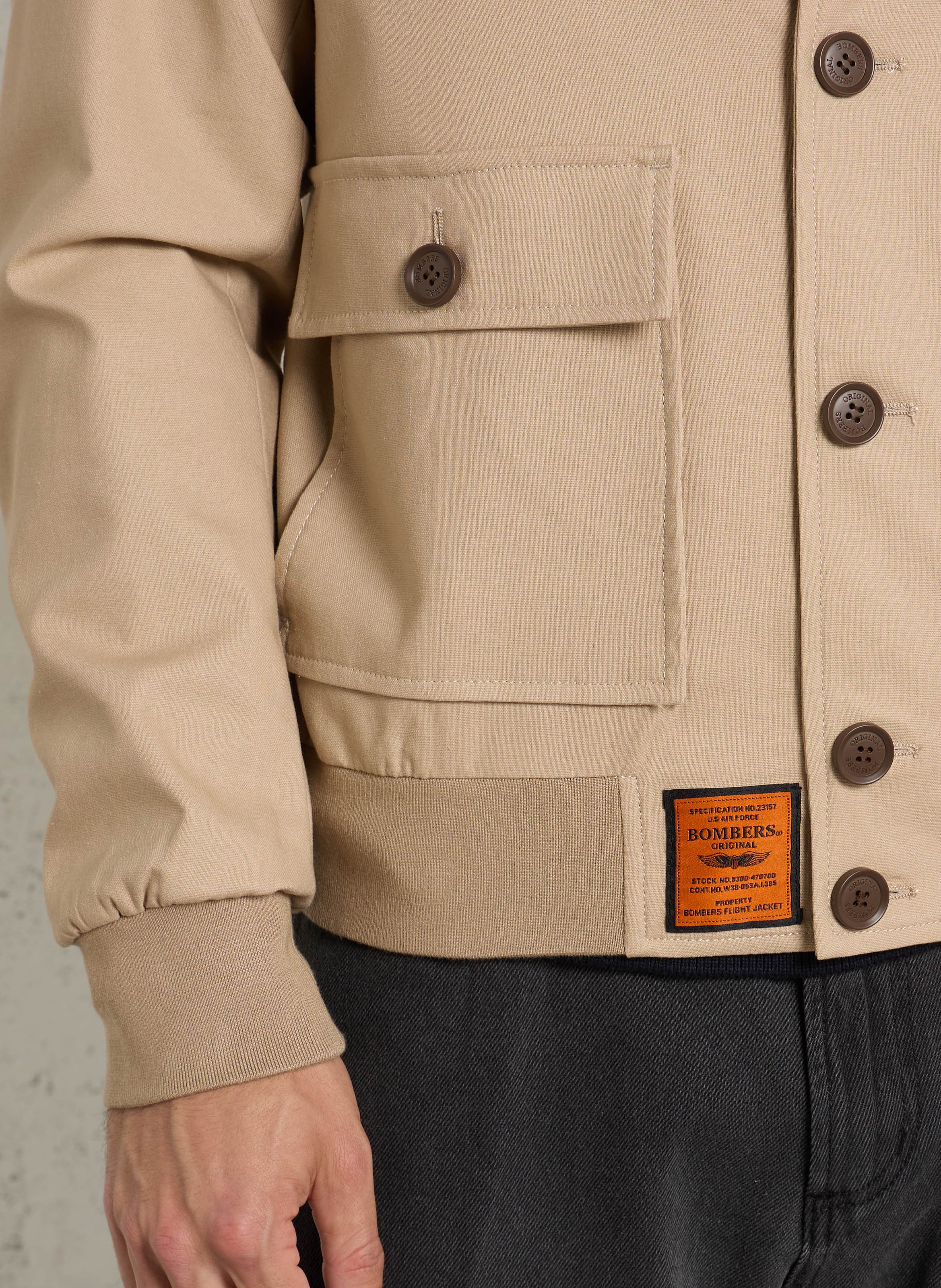 Veste droite col montant BOMBERS ORIGINAL Beige
