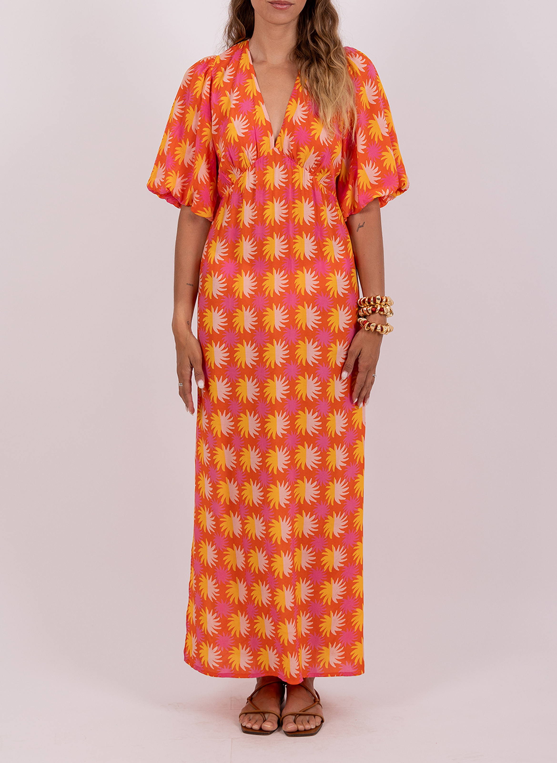 Robe longue droite col V SUNDRESS Orange